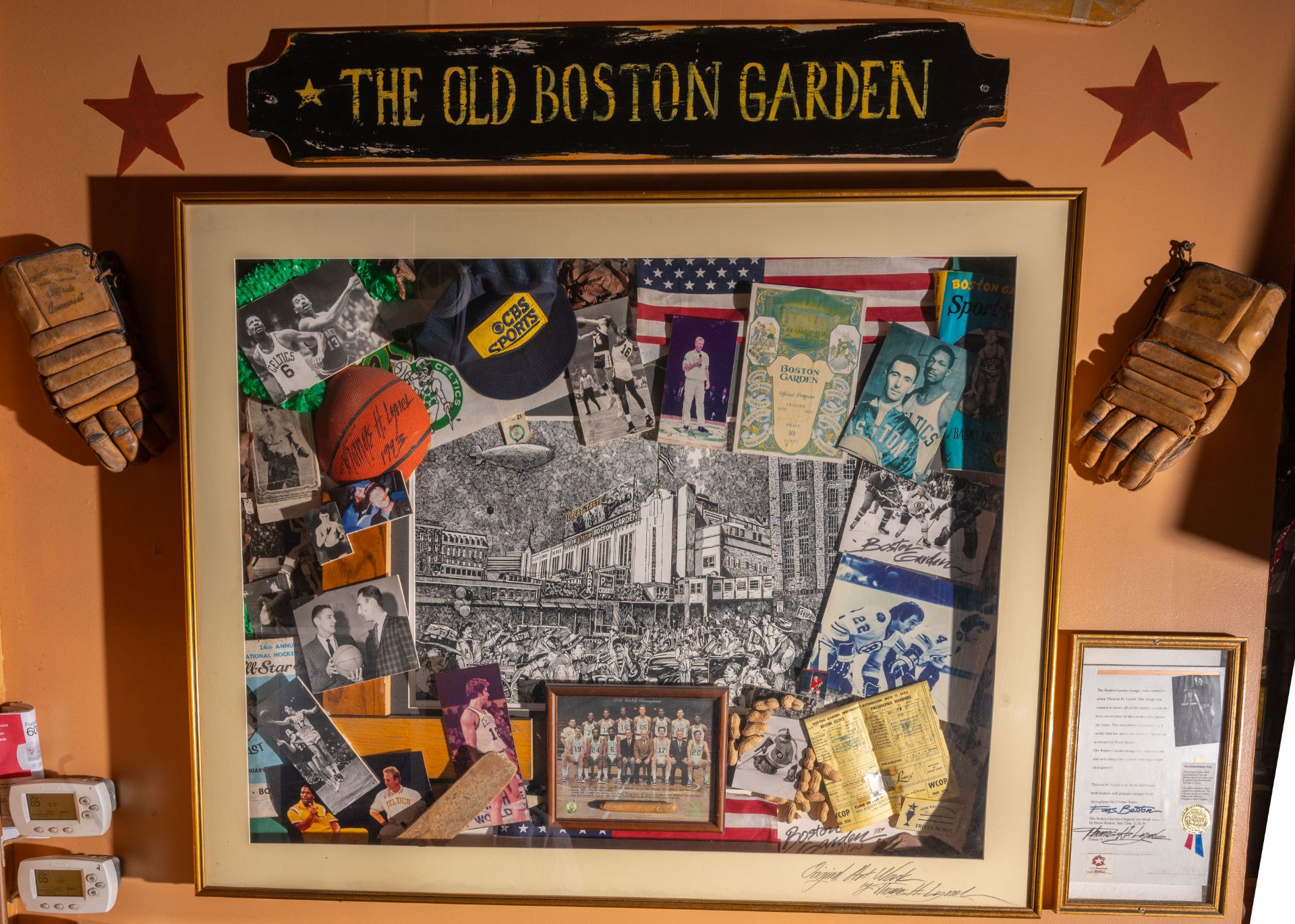 Old Boston Garden Original Art Work By Thomas Lynch Boston Garden Shadow 51"x41"x4" Box w/ COA