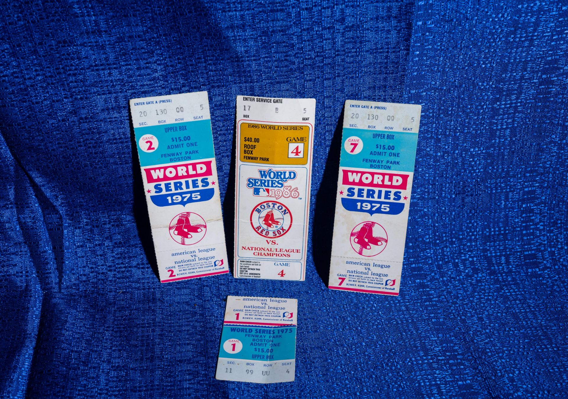 (4) World Series Red Sox Ticket Stubs 1975 and 1986