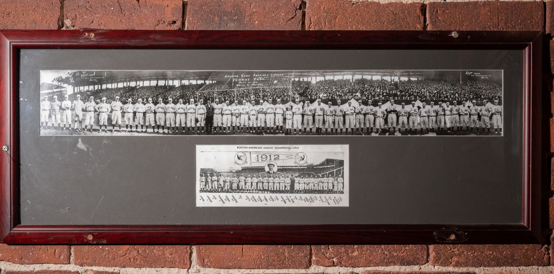 1912 Opening Day Team Photo Red Sox Vs. Yankees Framed Photo 35"x14"