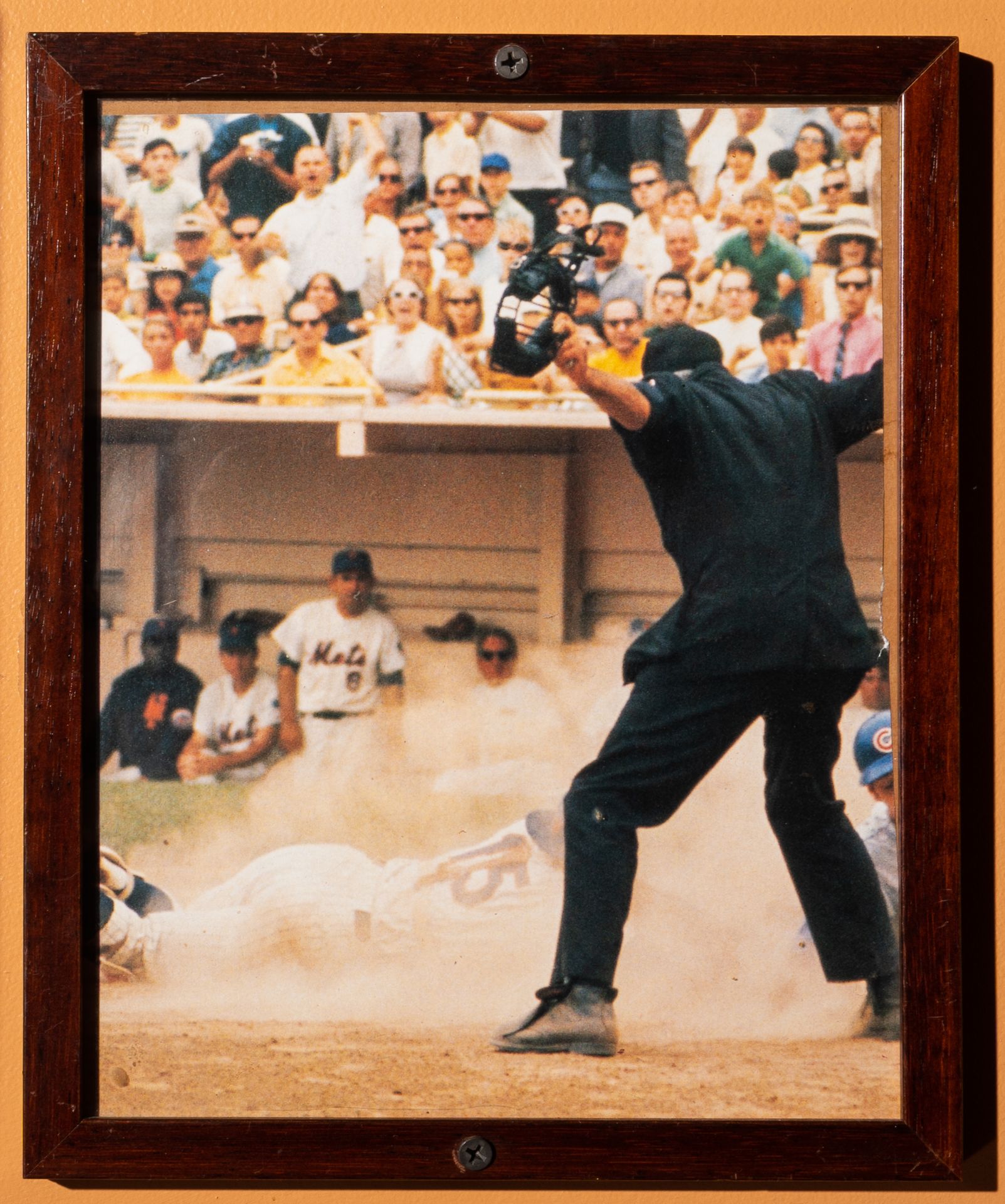 Mets Vs Cubs Play At The Plate Framed Photo 9"x12"