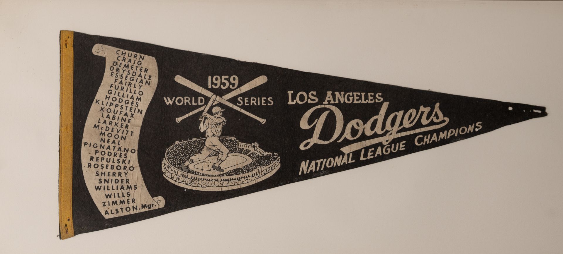 Dodgers 1959 World Series Pennant 39"x17"