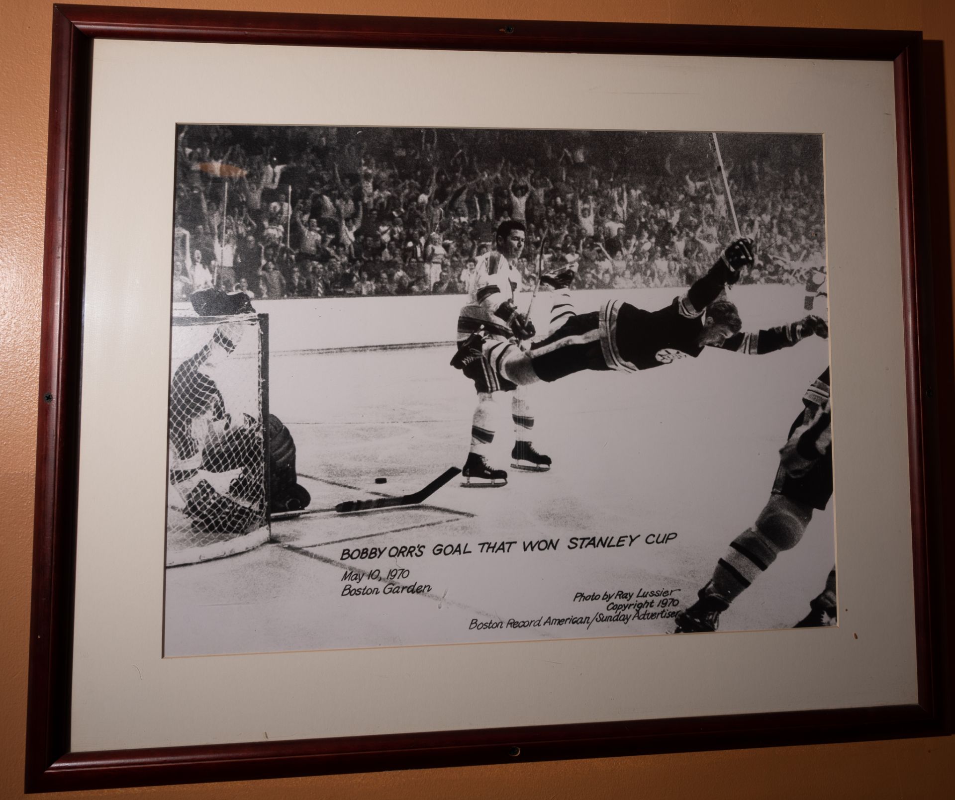 Bobby Orr Stanley Cup Photo by Ray Lussier Framed Photo 32"x28"