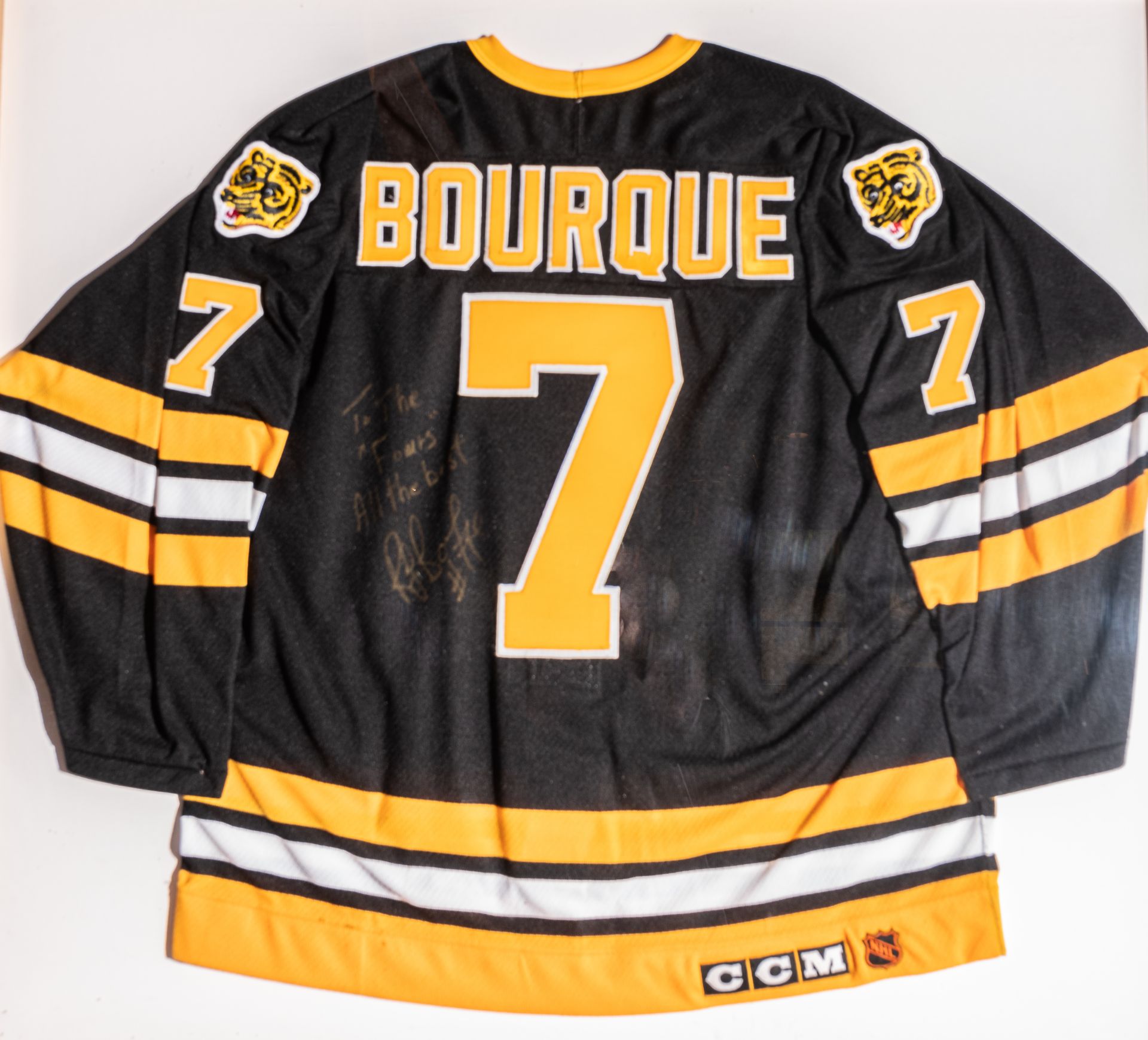 Ray Bourque Framed Bruins #7 Signed and Framed Jersey Signed " To The Fours all The Best Ray Bourque