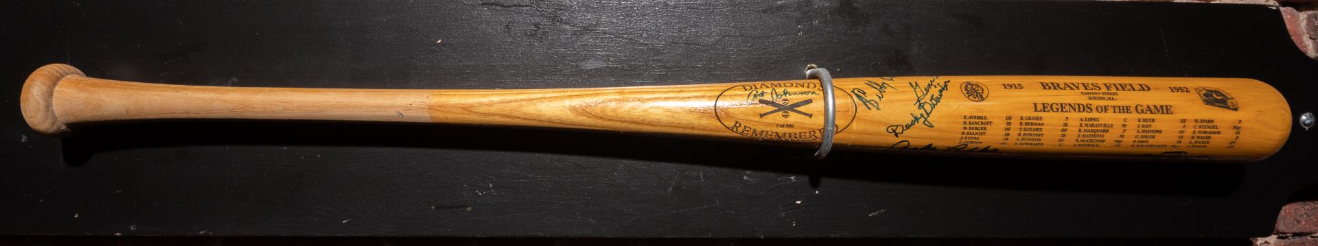 Diamond Remembered Braves Field Legends Game Signed Bat with Mount Signed By 6 Players "Not