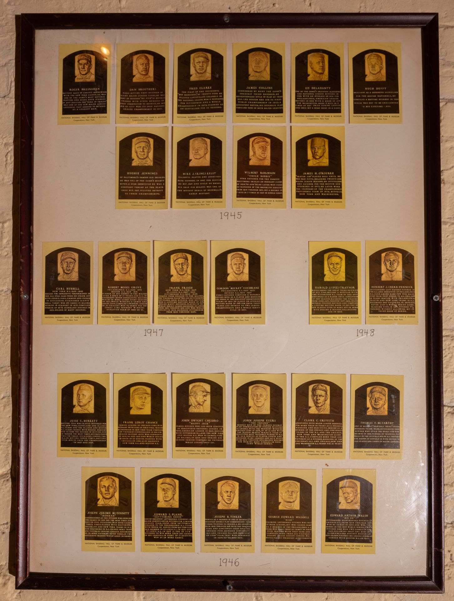 (4) Coopers Town Hall Of Fame Inductees Collector Cards 1936-1969 Framed 27"x37" - Image 2 of 5