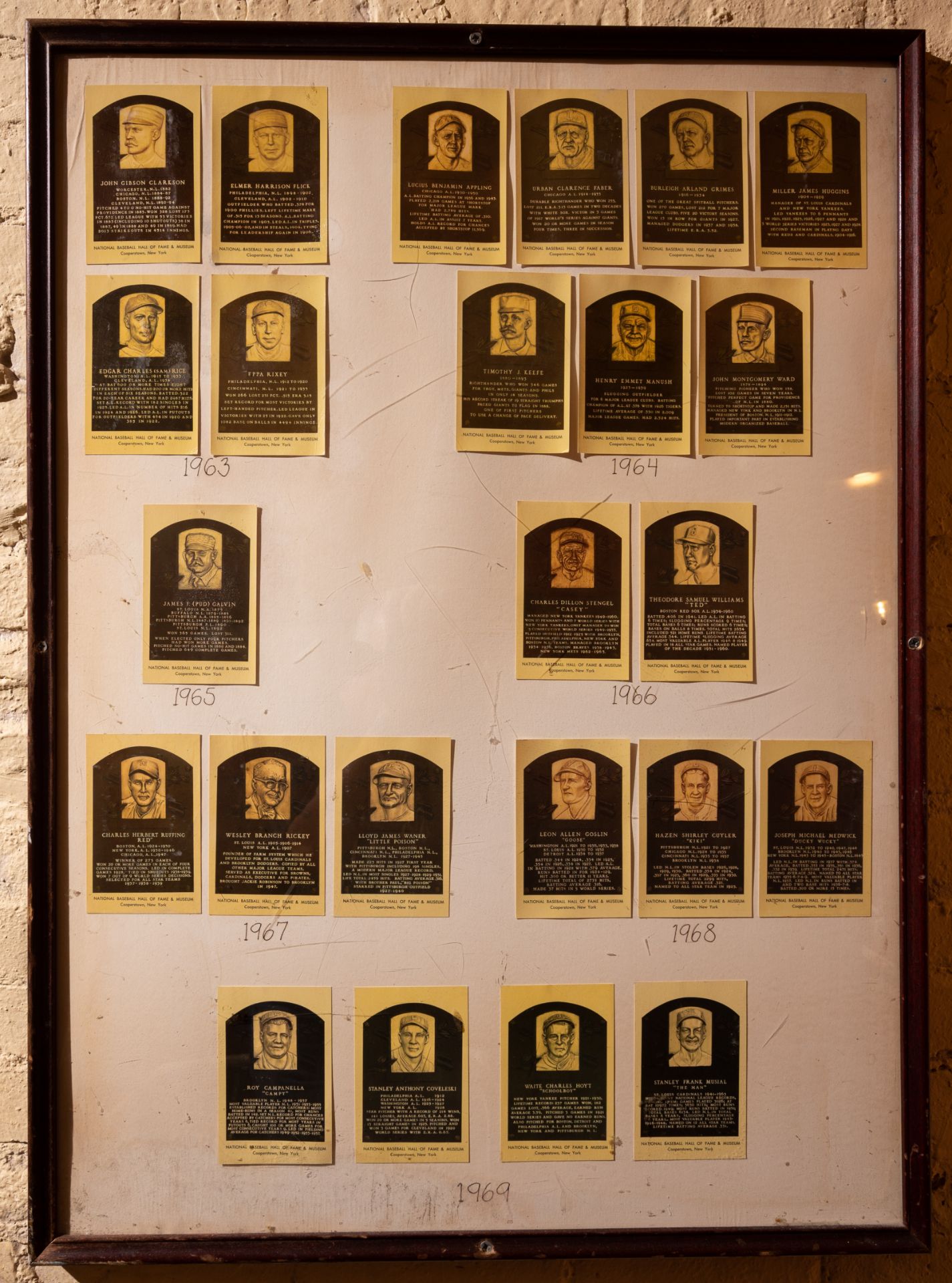 (4) Coopers Town Hall Of Fame Inductees Collector Cards 1936-1969 Framed 27"x37" - Image 4 of 5