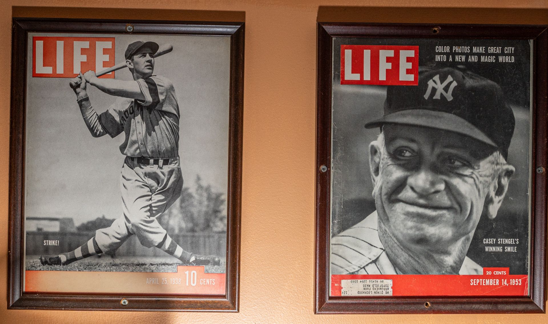 (2) Life Magazine Framed Covers Casey Stengel 1953, and 1938 Unknown Batter