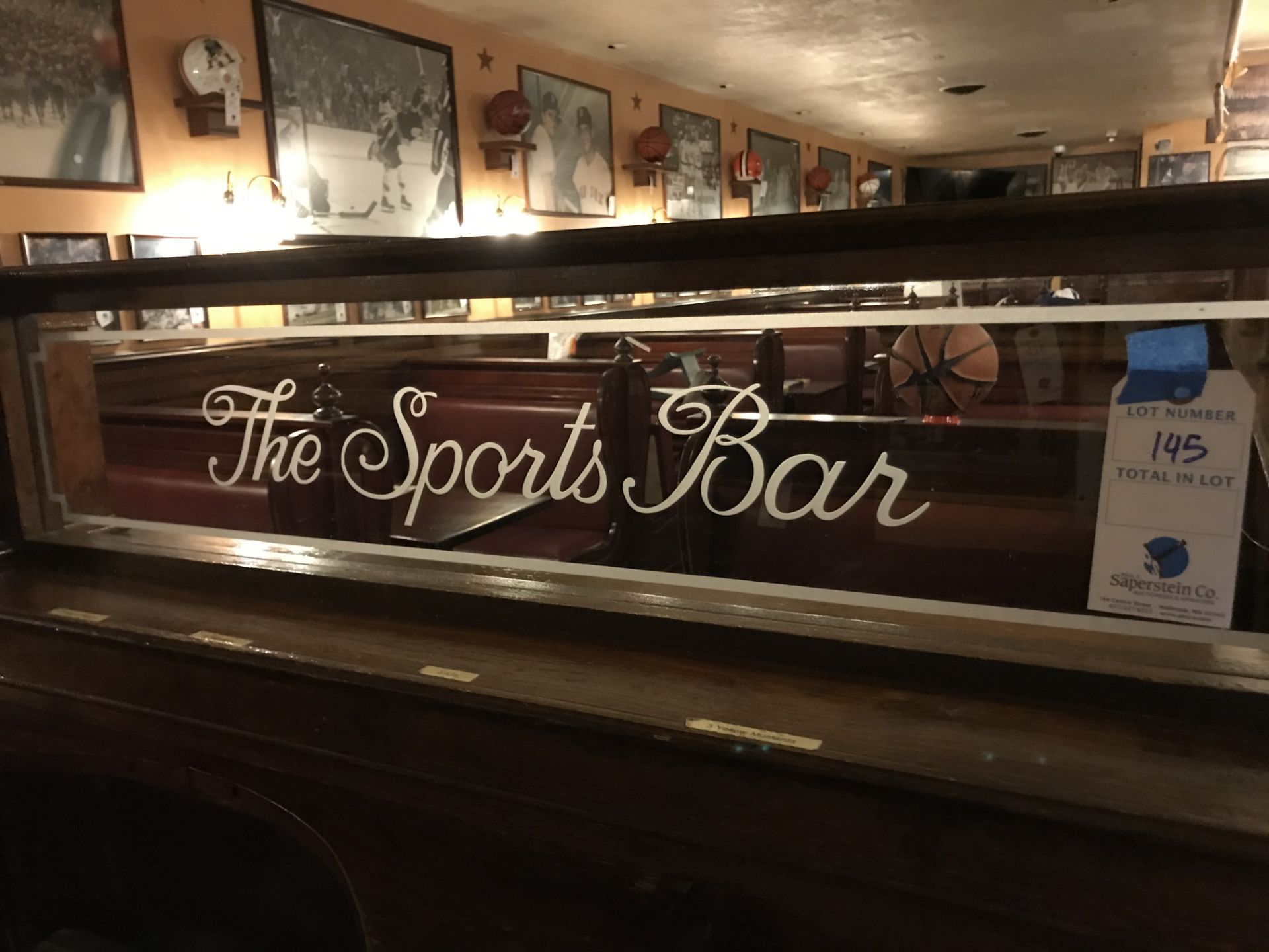 THE SPORTS BAR Etched Glass Panel Approx. 41 5/16" x 9"