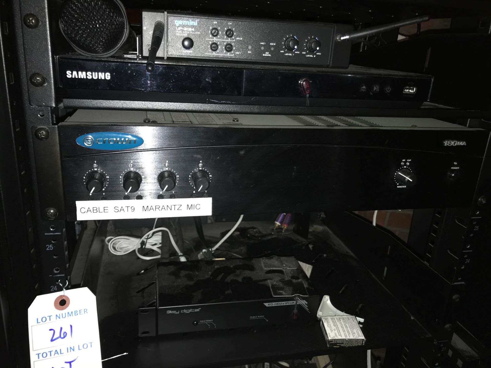 {LOT}Sound Rack w/Gemini #UF-2064 Receiver, Crown #180MA 4 Channel Power Amplifier, Control 4 IO - Image 2 of 2