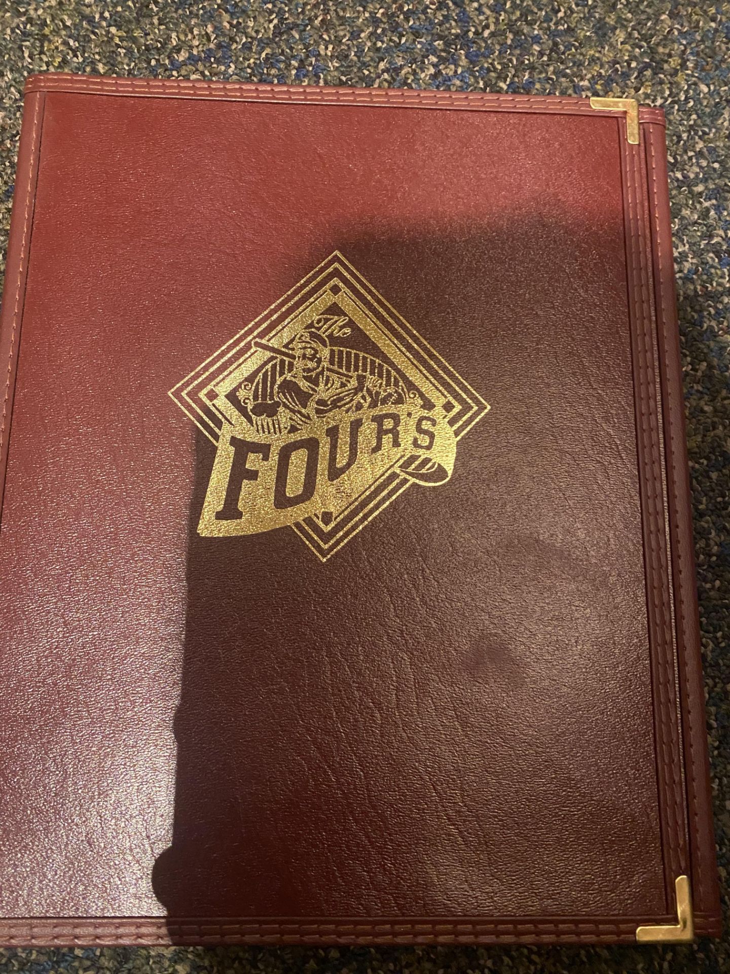 Red Tri Fold Vintage Fours Menu