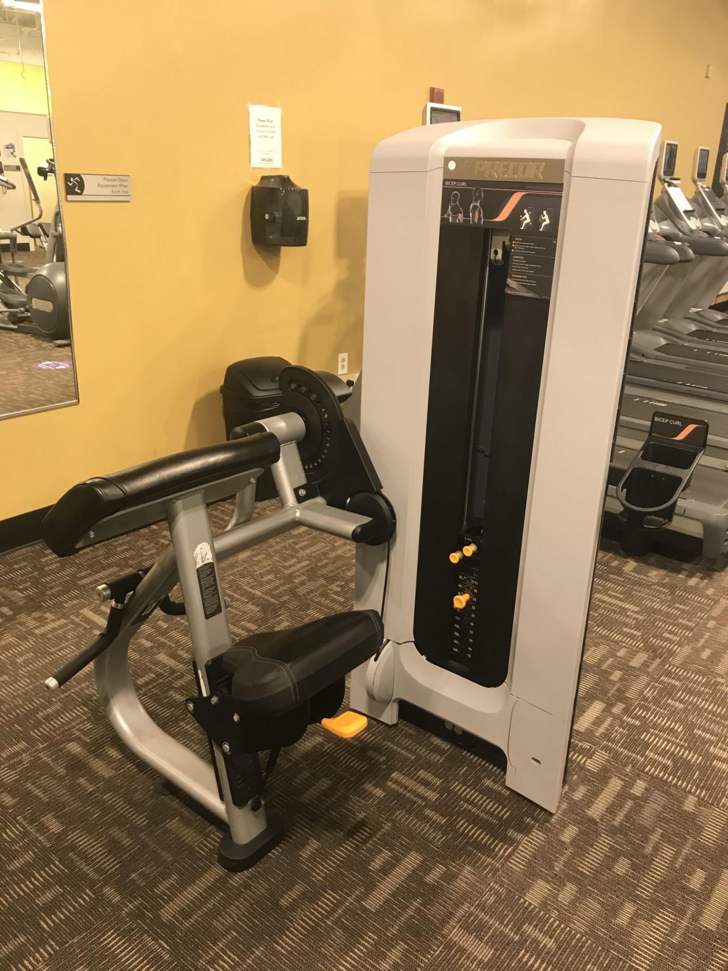 Precor C Line Bicep Curl #BA97K14080002 w/160 Lb. Capacity Weight Stack & Adjustable Height Seat (