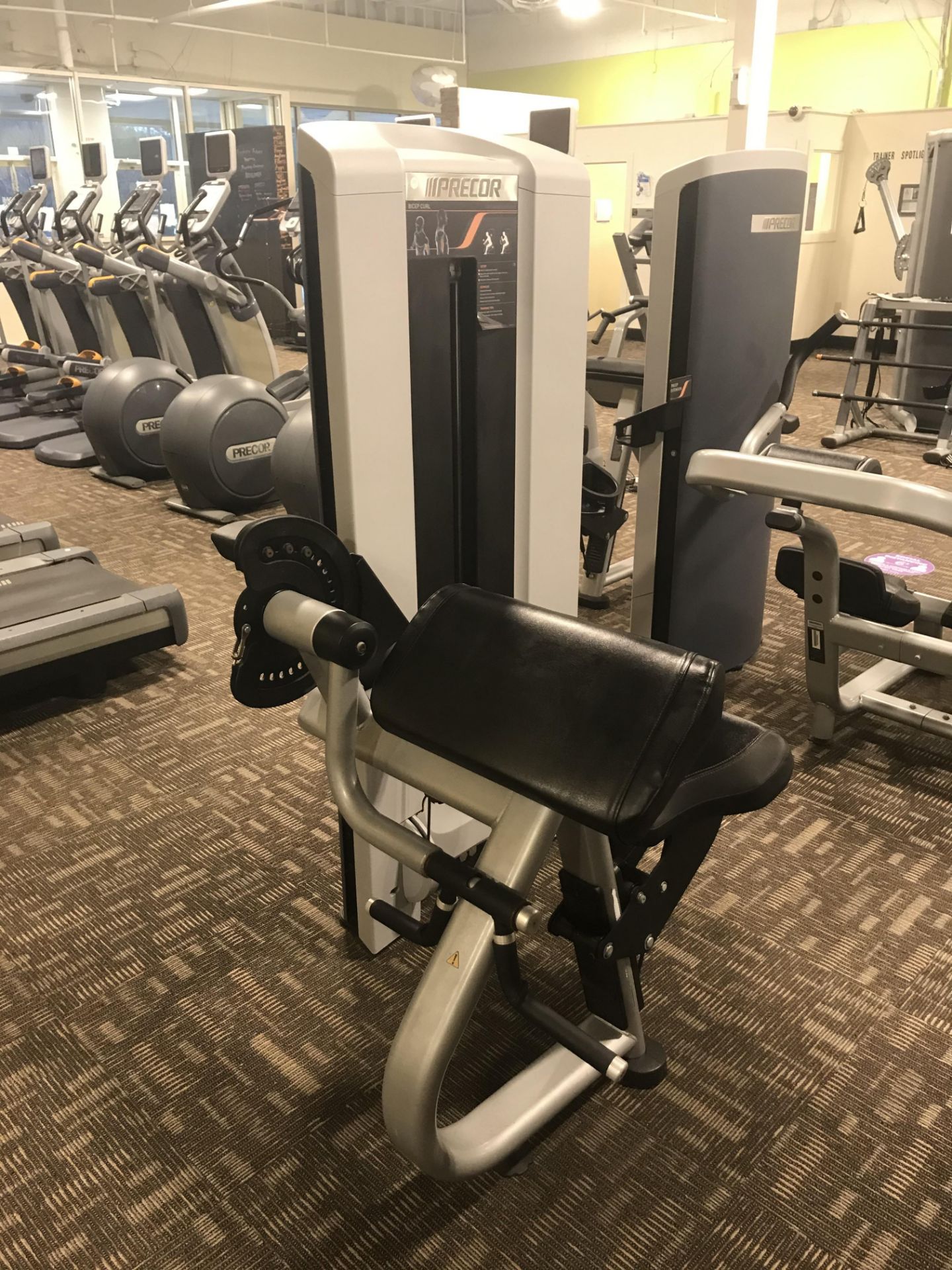 Precor C Line Bicep Curl #BA97K14080002 w/160 Lb. Capacity Weight Stack & Adjustable Height Seat ( - Image 2 of 4