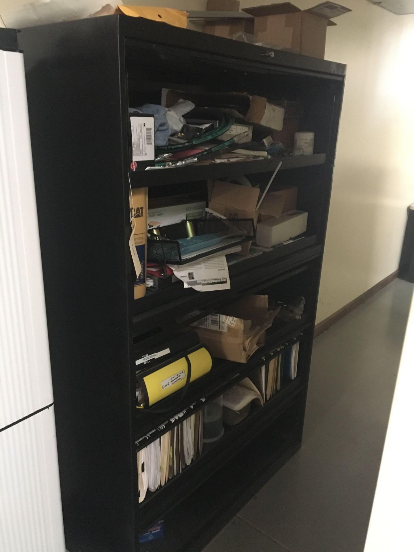 Black Metal Cabinet with Contents