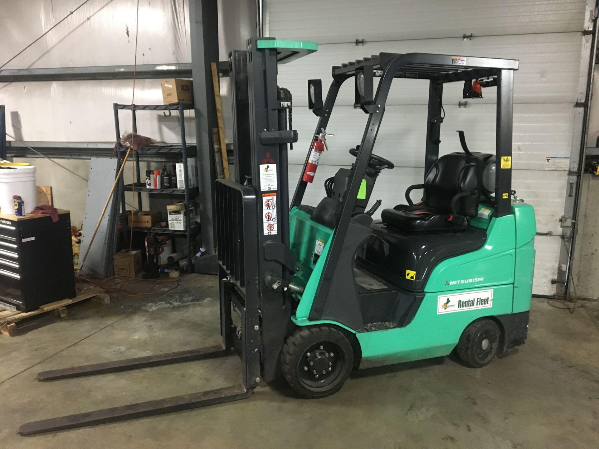 Propane Forklift, Mitsubishi, Model FGC20CN, Max Ht 187" Max Cap 3500lbs, Hrs 227 Started and Moved