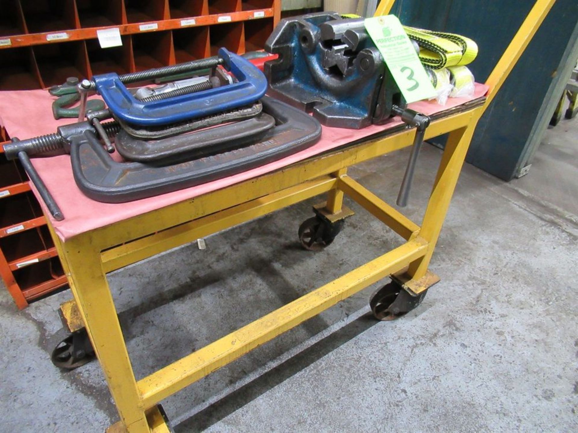 Lot Comprising Machine Vise, C Clamps, Lifting Straps, nail Pullers, Right Angle Pneumatic Drill - Image 2 of 2