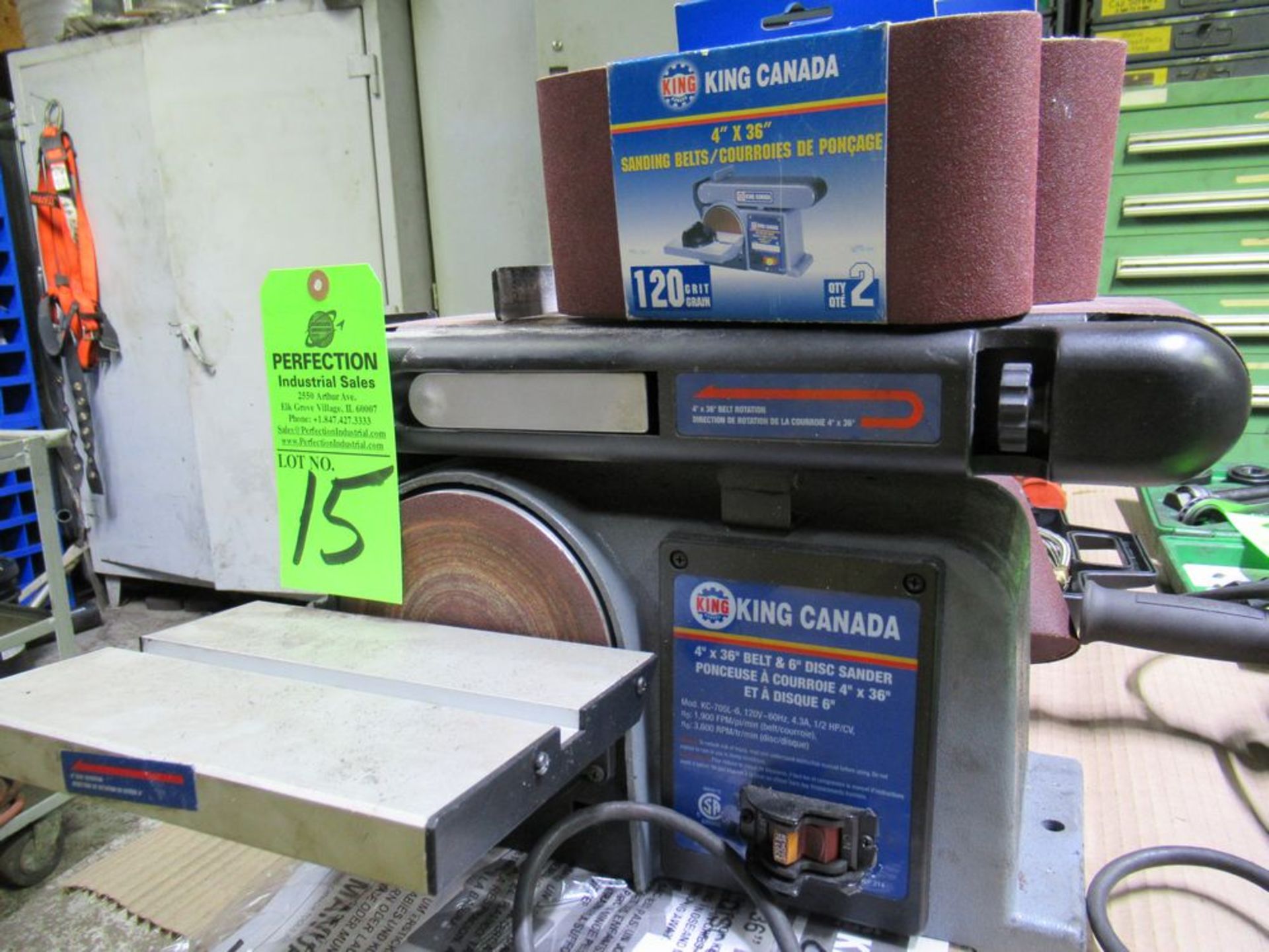 King Canada Belt & Disk Sander 4" Belt, 6" Disk 120 V ($50 Rigging Cost)