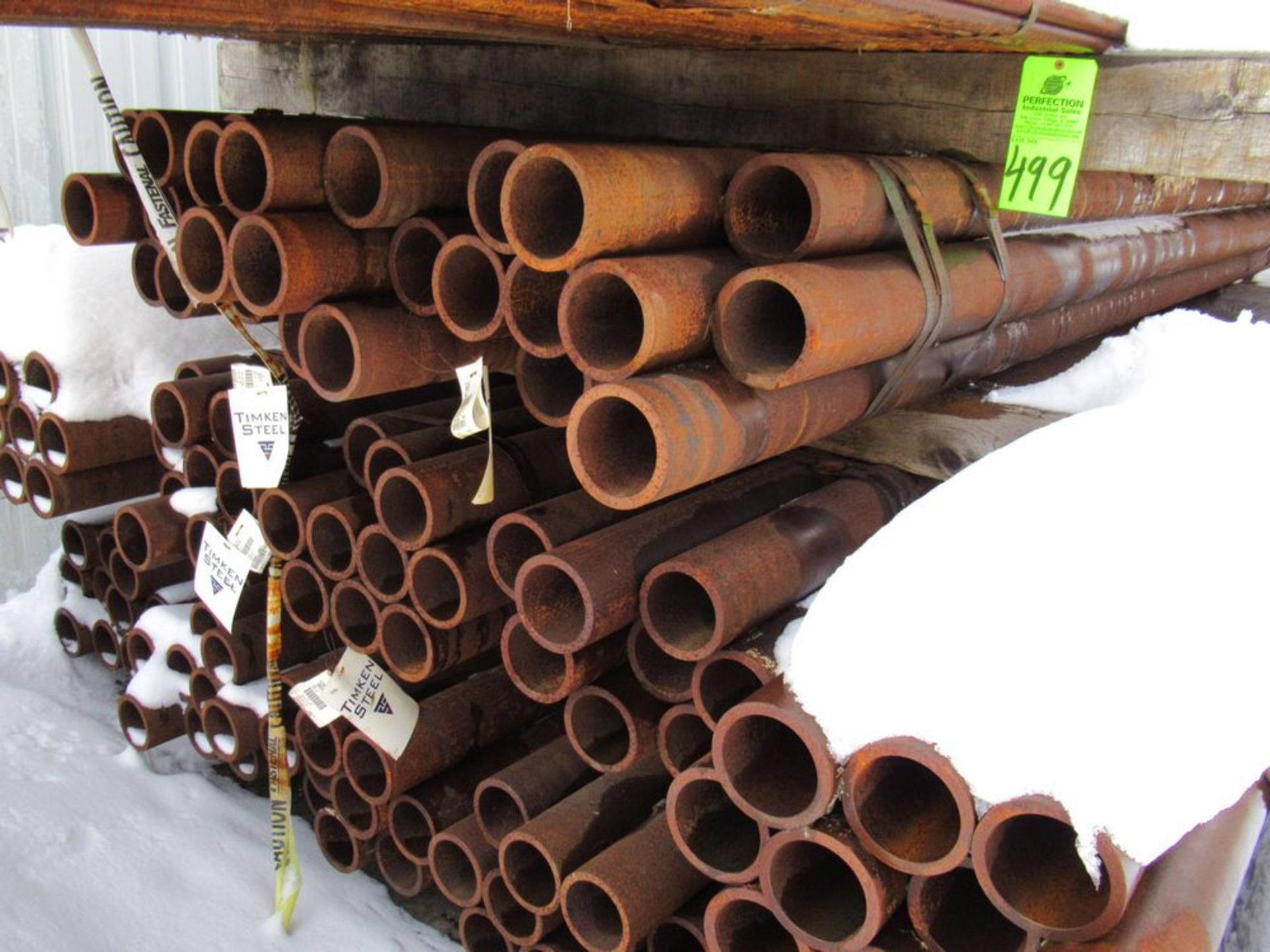 Steel Pipe 5" x 153" L., 1/2" Thickwall Approx. 208 Pipes w/ Other Small Pipes & Flat Bar - Image 5 of 7