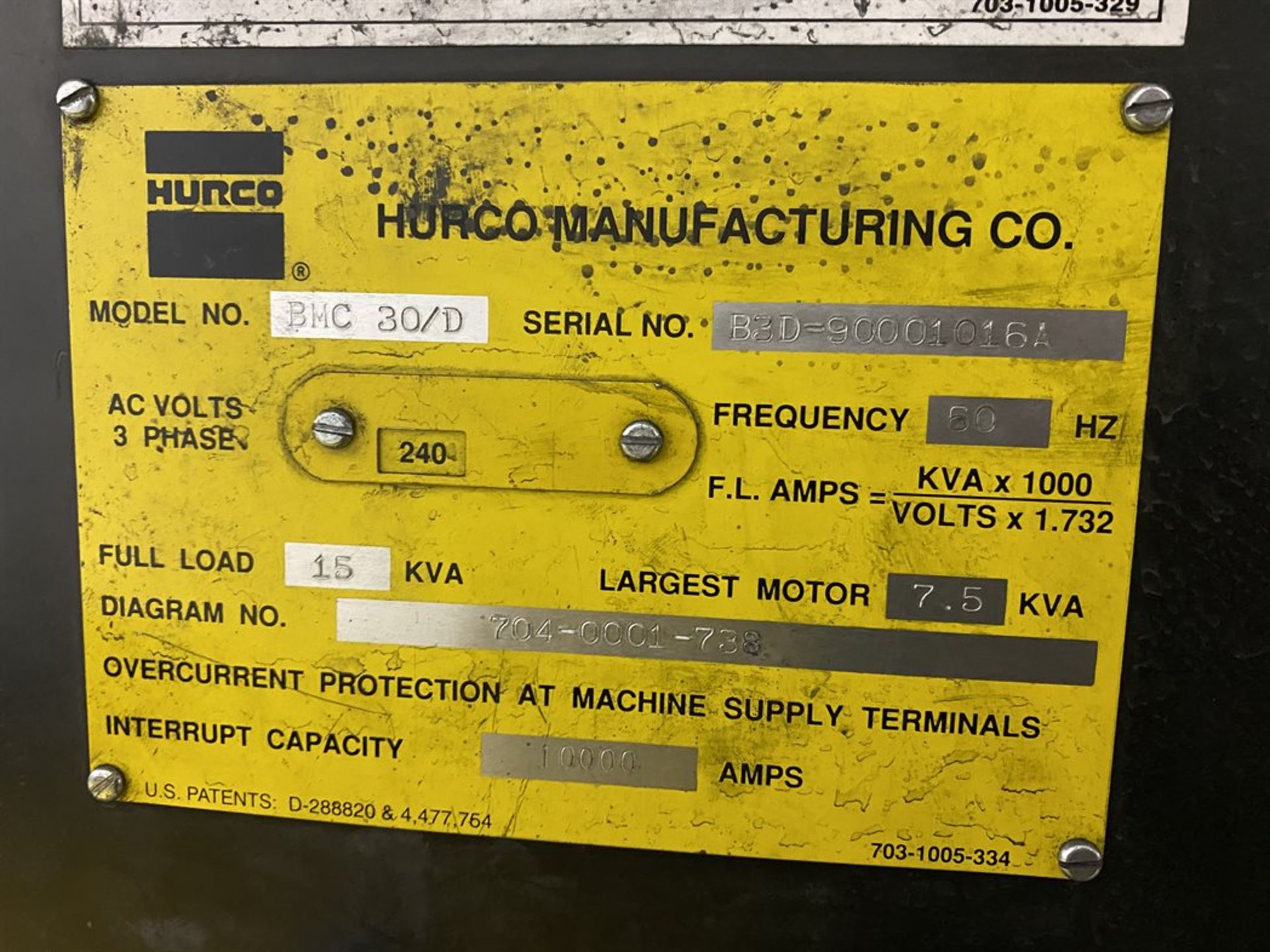 HURCO BMC 30D CNC Vertical Machining Center, s/n B3D-90001016A, 30”X, 20”Y, 20”Z, Control, CT40 - Image 7 of 7