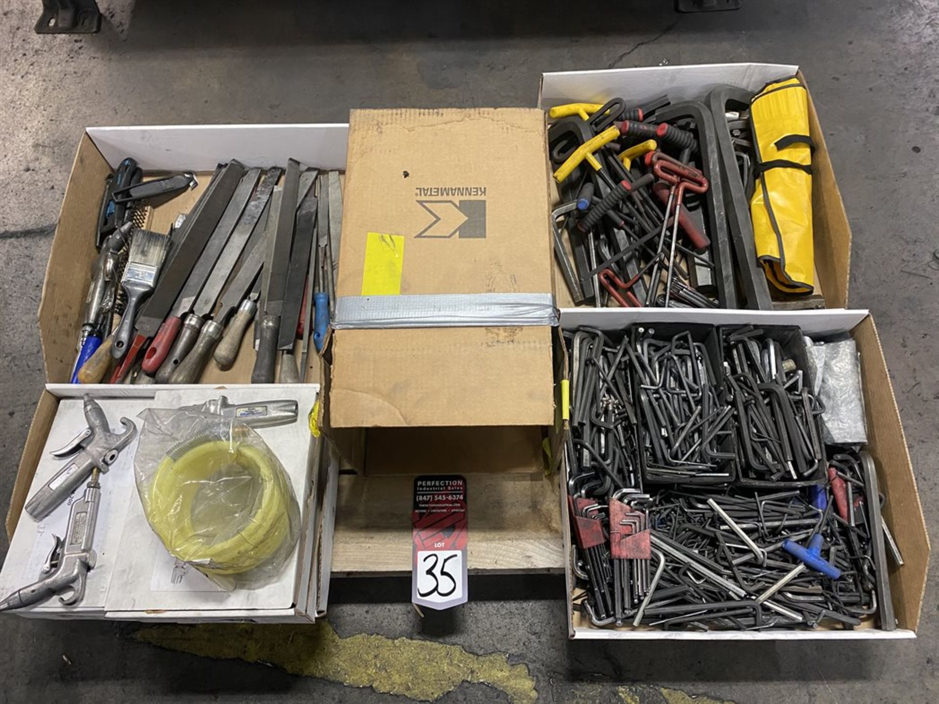 Lot Comprising Assorted Allen Wrenches, File and Air Guns