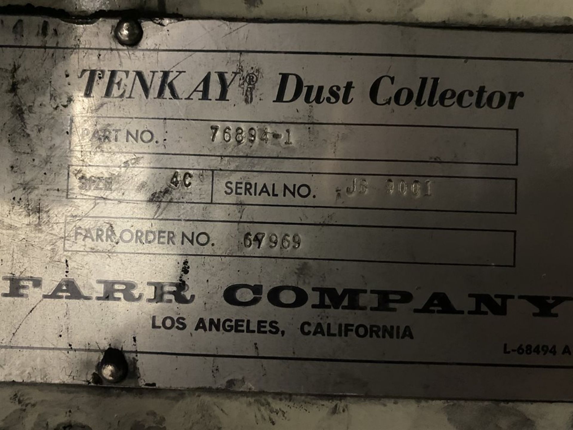FARR TENKAY Dust Collector System, s/n JB9001, Size 4C (#15) - Image 3 of 4