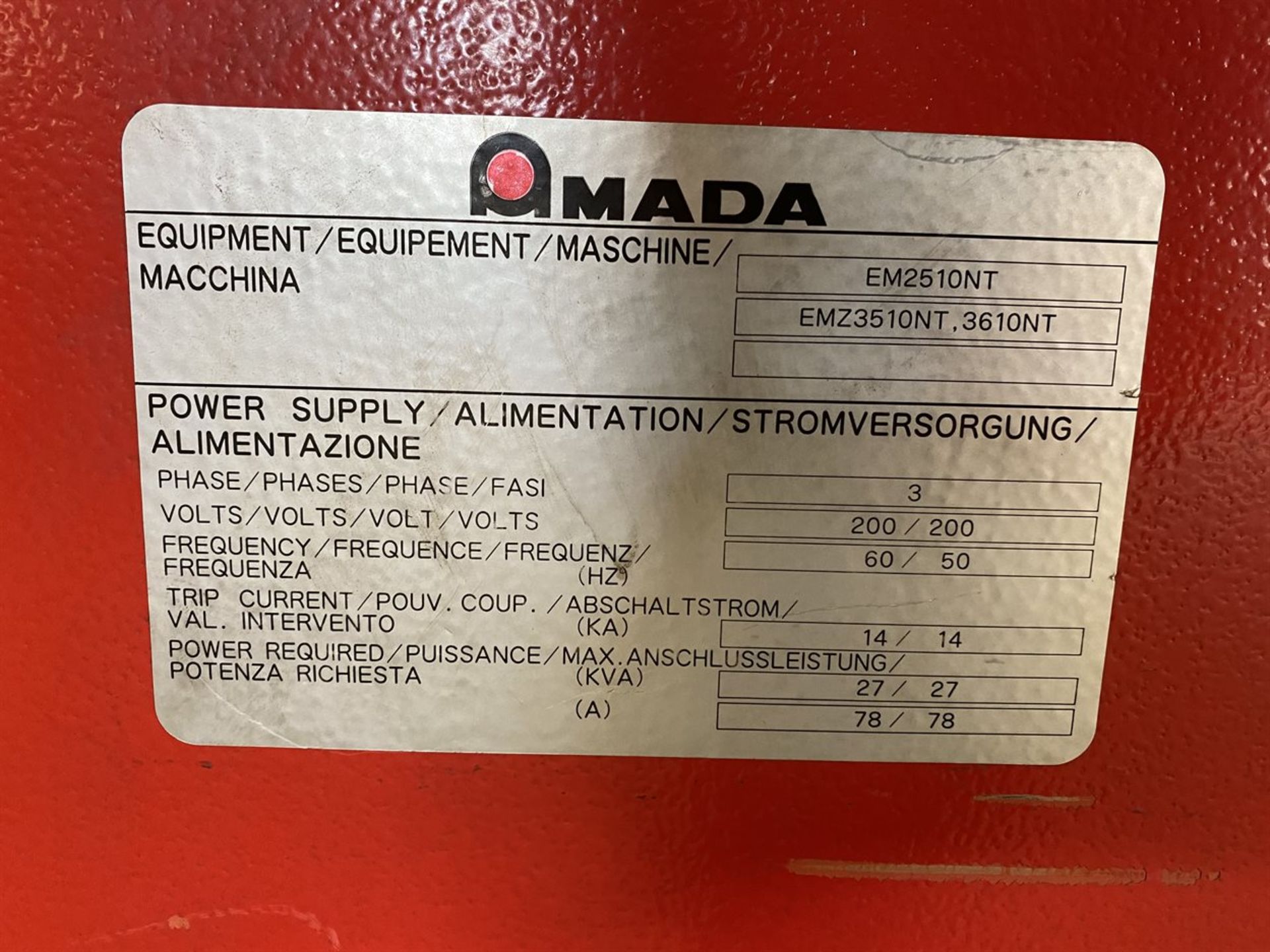 2007 AMADA EM2510NT CNC Turret Punch Press, s/n 25101181, 22 Ton, 45 Tool Station w/ Auto - Image 9 of 9