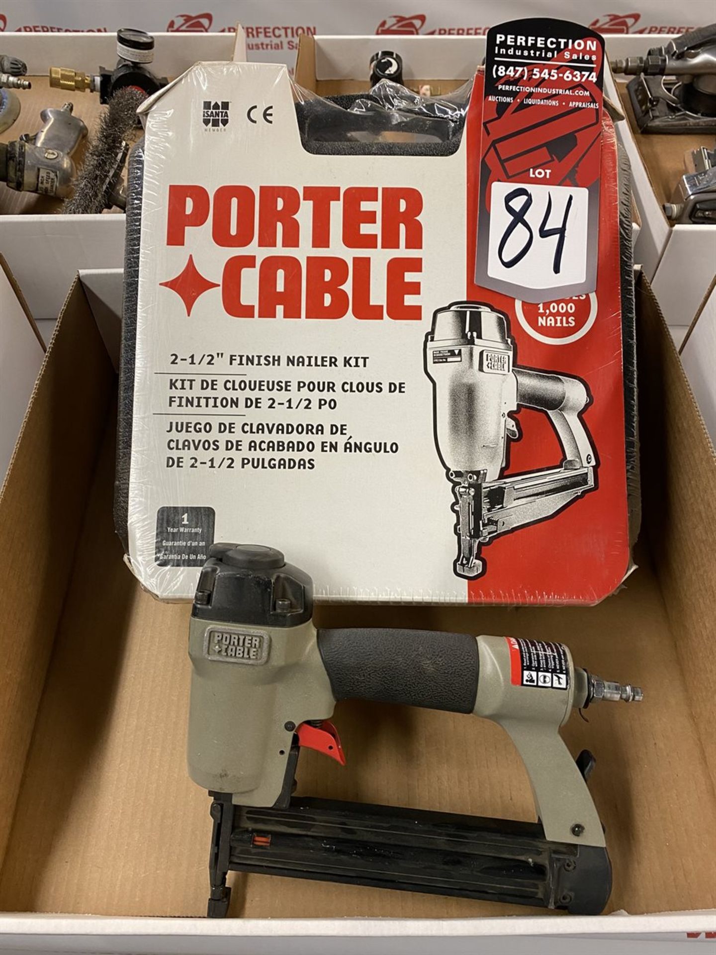 Lot of (2) PORTER CABLE Pneumatic Finish Nail Guns