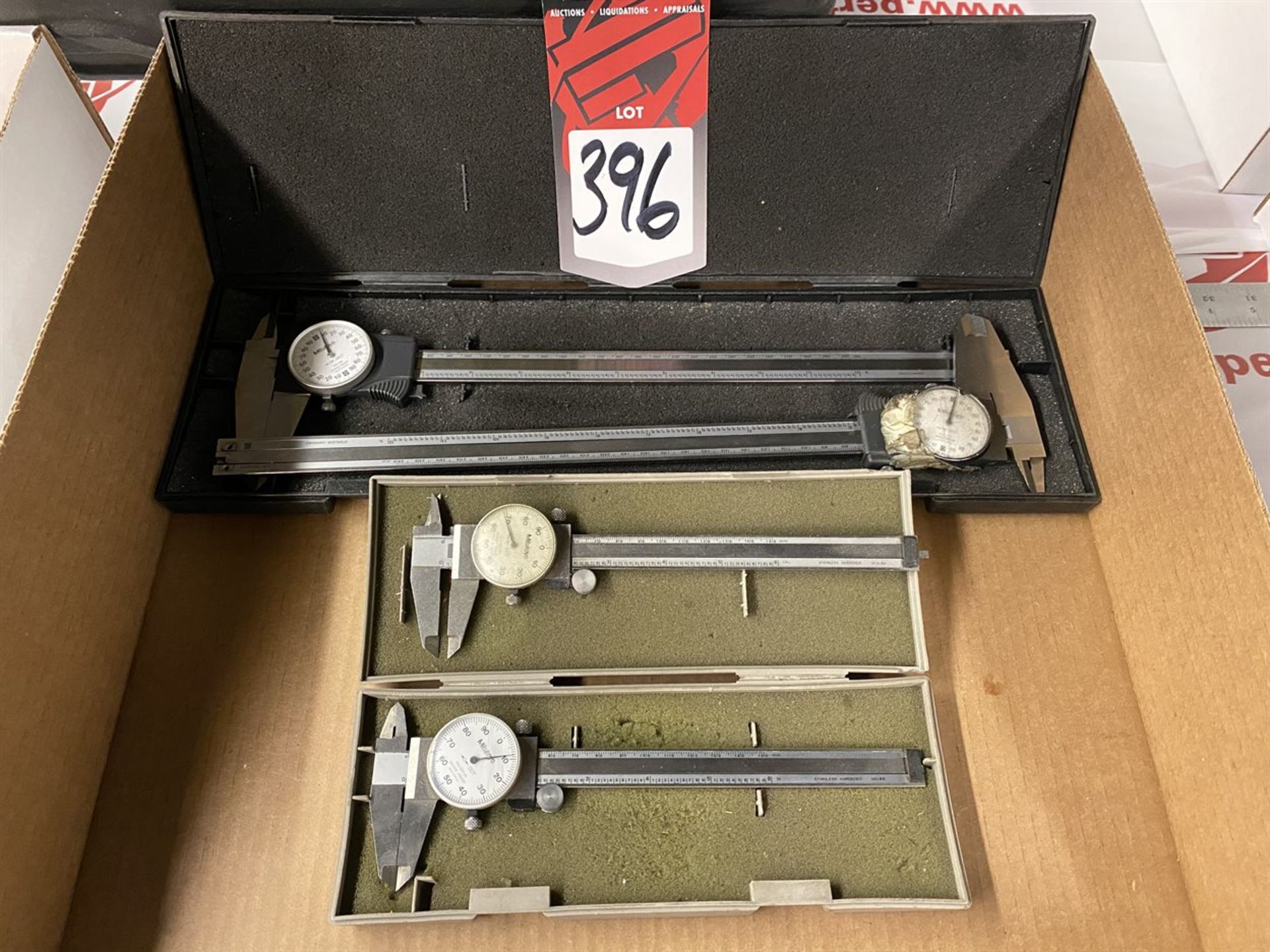 Lot Comprising (4) Mitutoyo Calipers, (2) 12" and (2) 6"