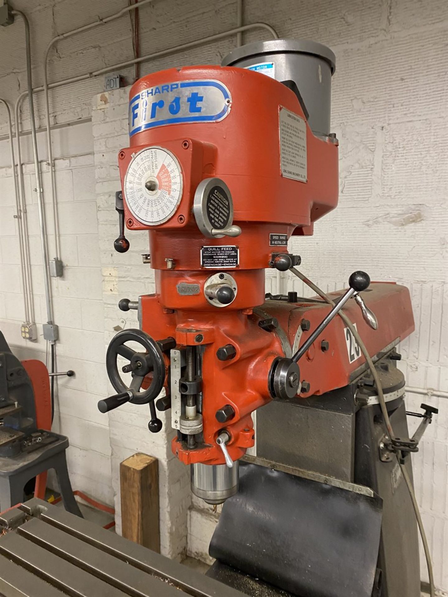SHARP HCS Milling Machine, s/n 74080233, 9” x 48” Power Feed Table, 60-4500 RPM - Image 3 of 3