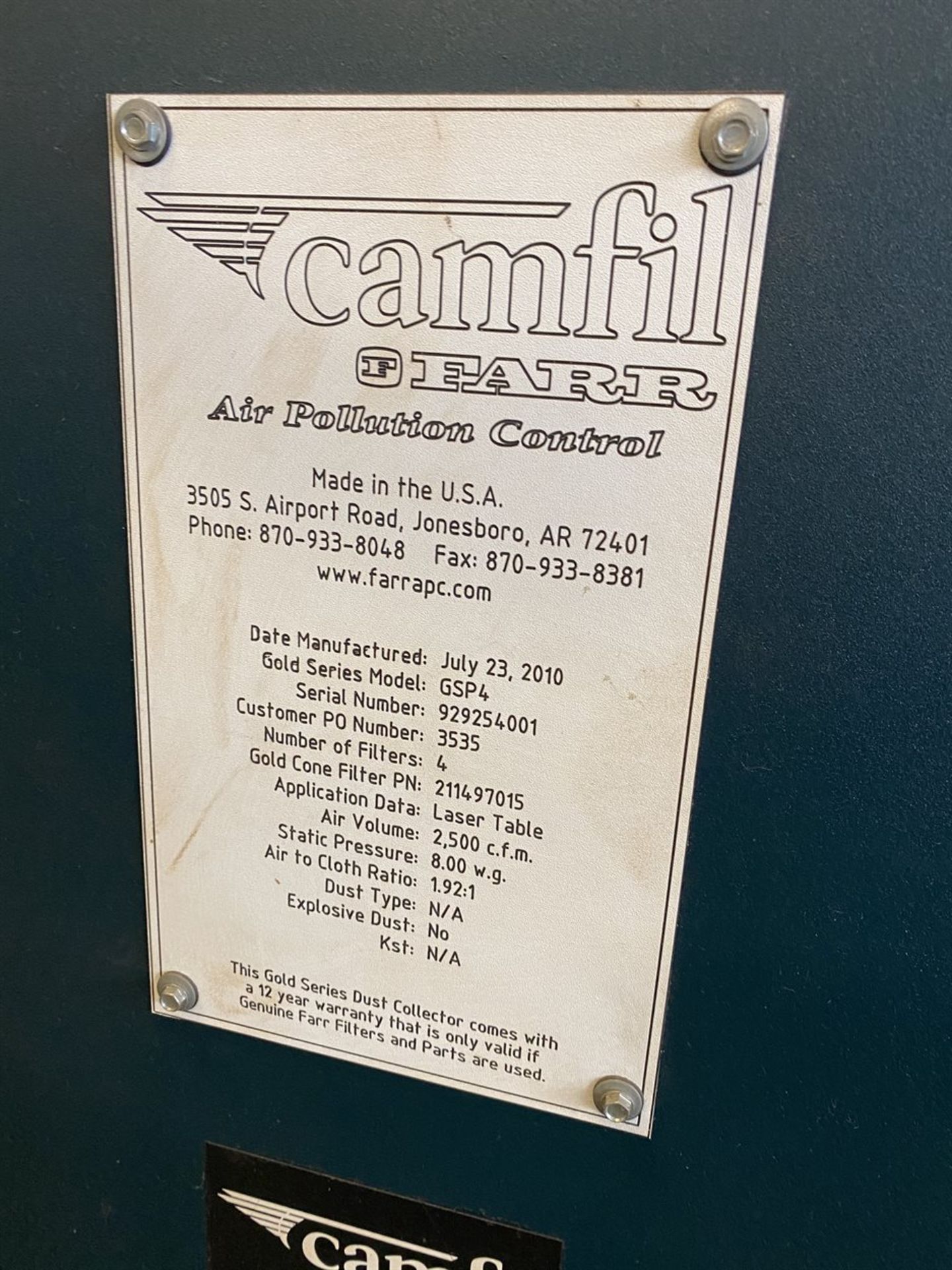 CAMFIL FARR Gold Series GSP4 Collection System - Image 2 of 3