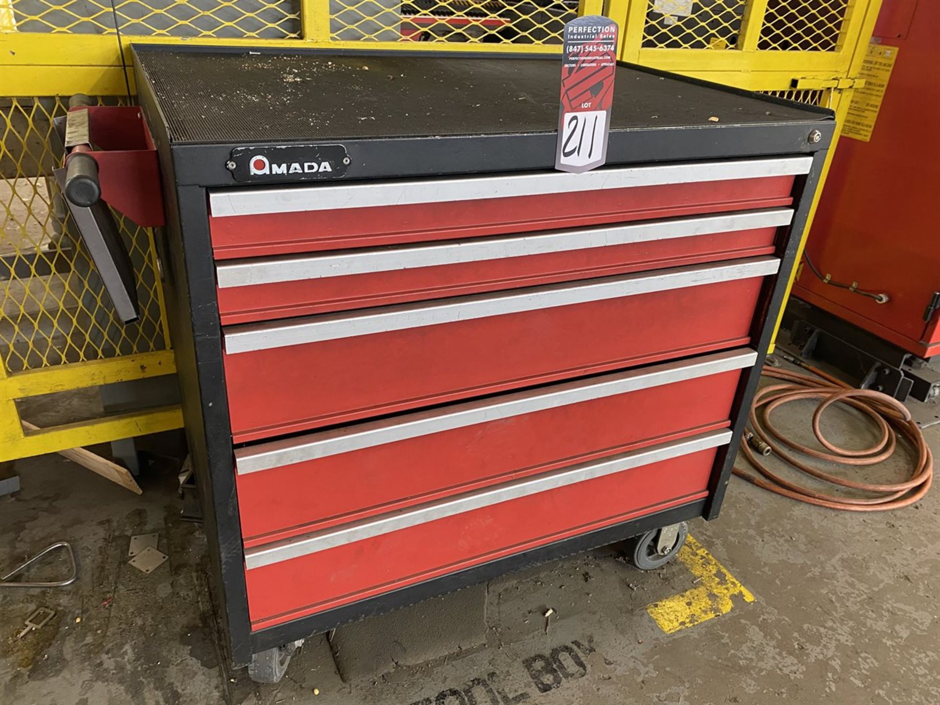 AMADA Cabinet w/ Contents Including Assorted Press Brake Tooling