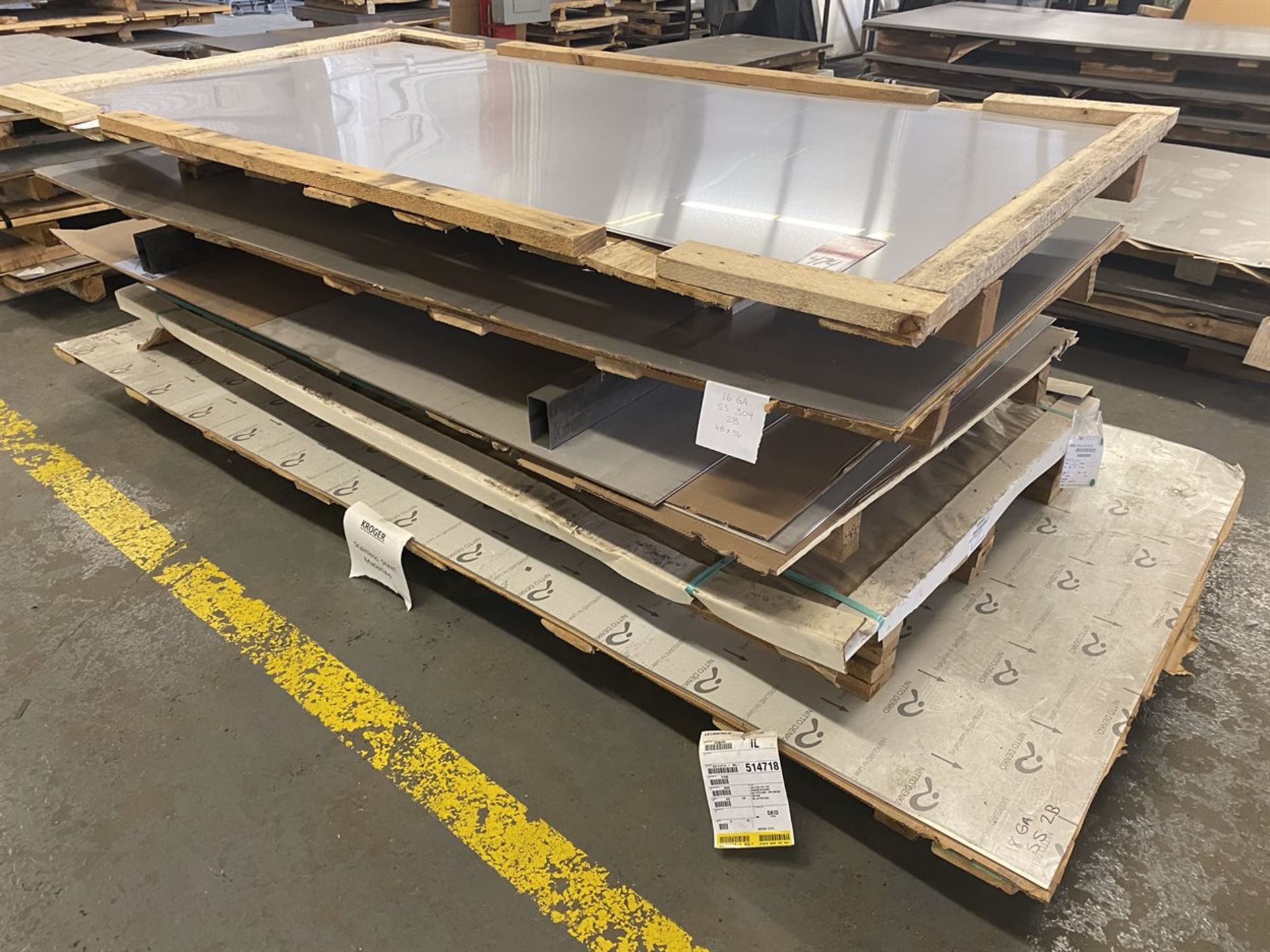 Stack of 4' x 8' Stainless Sheet Stock, 16/18/22 Gauge