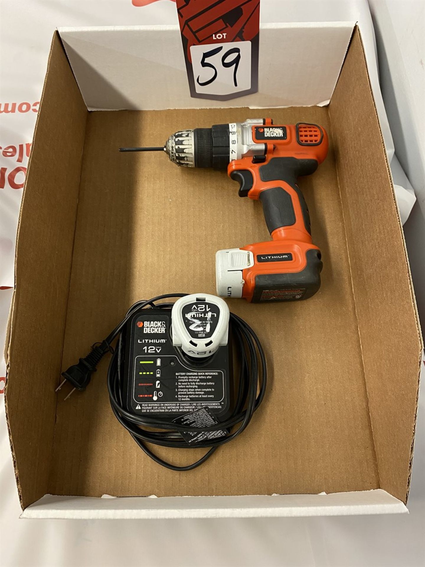 BLACK & DECKER 12V Cordless Drill w/ (2) Batteries and Charger
