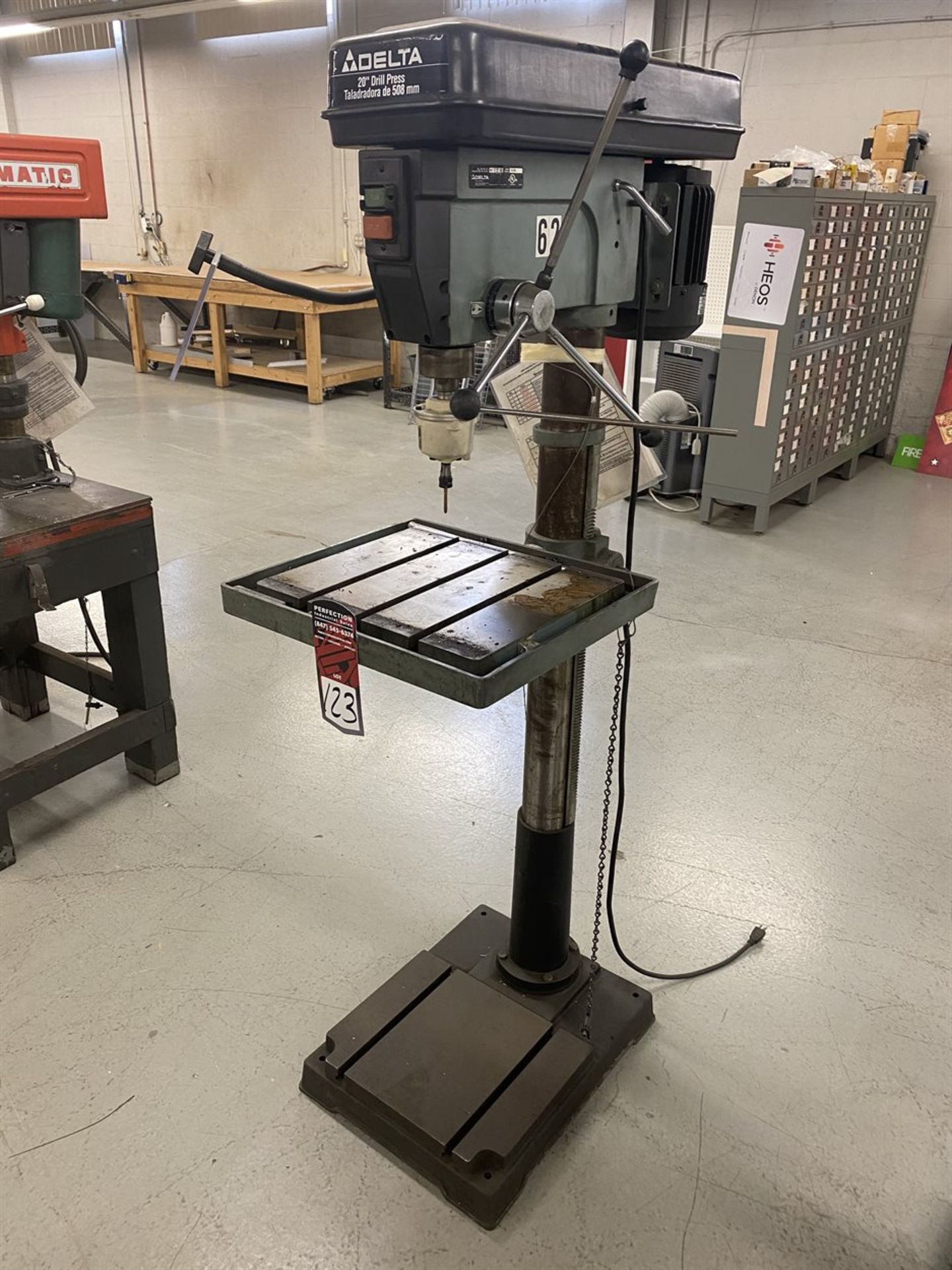 DELTA 20” 70-200 Drill Presses, s/n W9827, 10” Throat, 18-1/2” x 16” Table