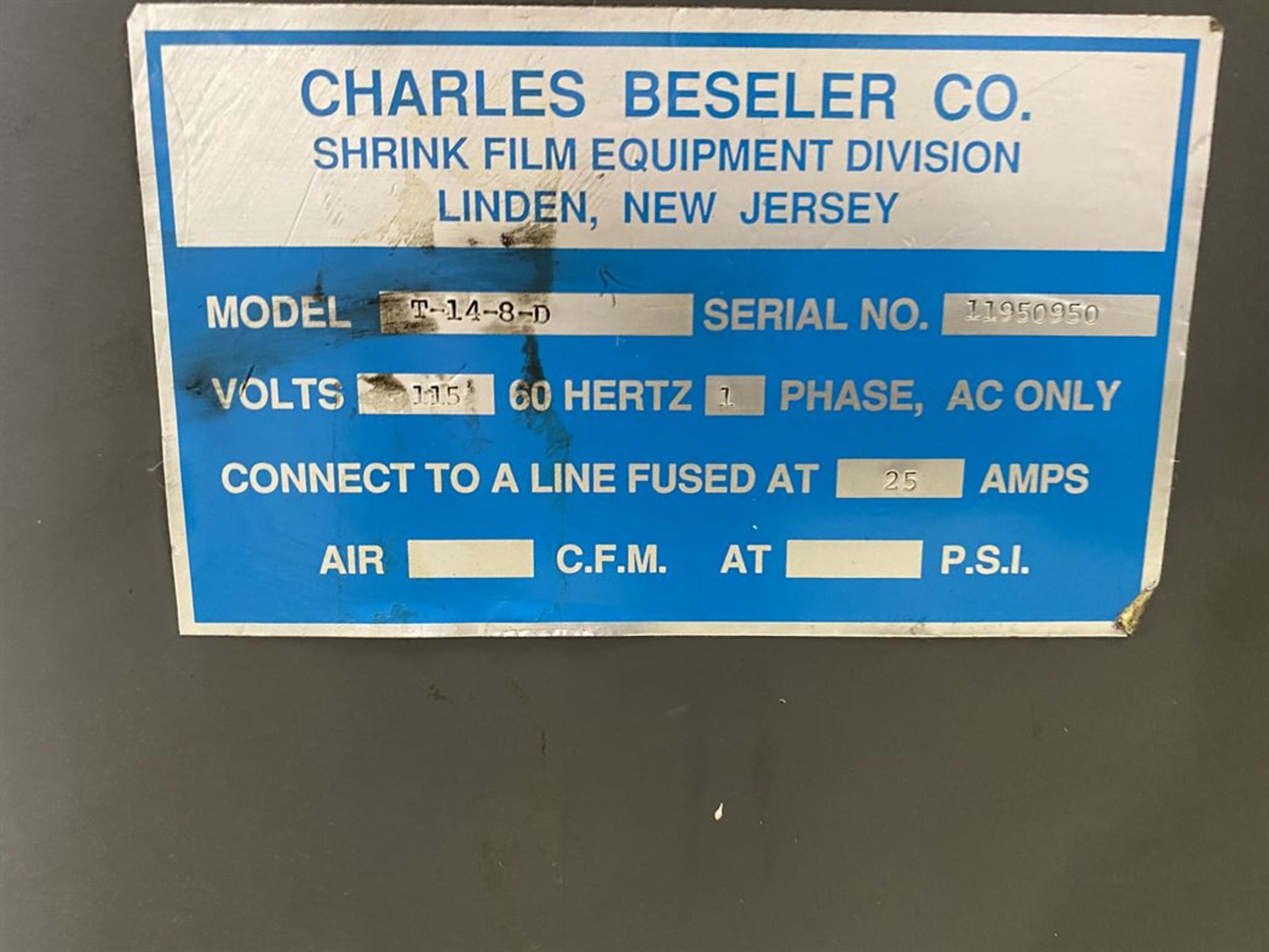 Beseler T-14-8-D Heat Shrink Machine, s/n 11950950 - Image 3 of 3