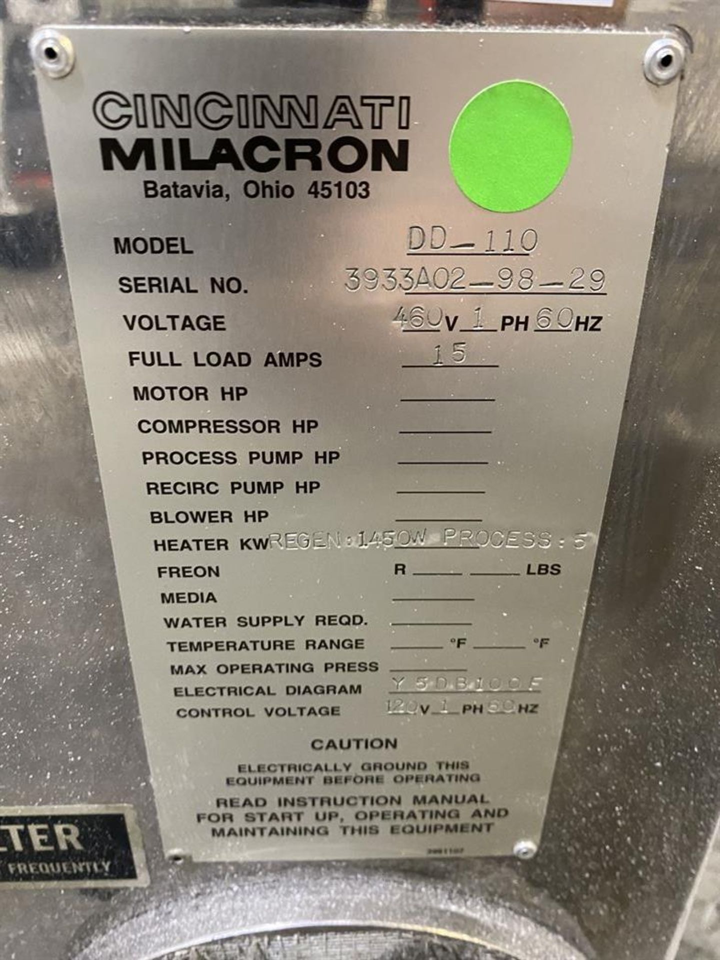 Cincinnati Milacron DD-110 Hopper Dryer System, s/n 3933A02-98-29, w/ Vacuum Loader - Image 3 of 5