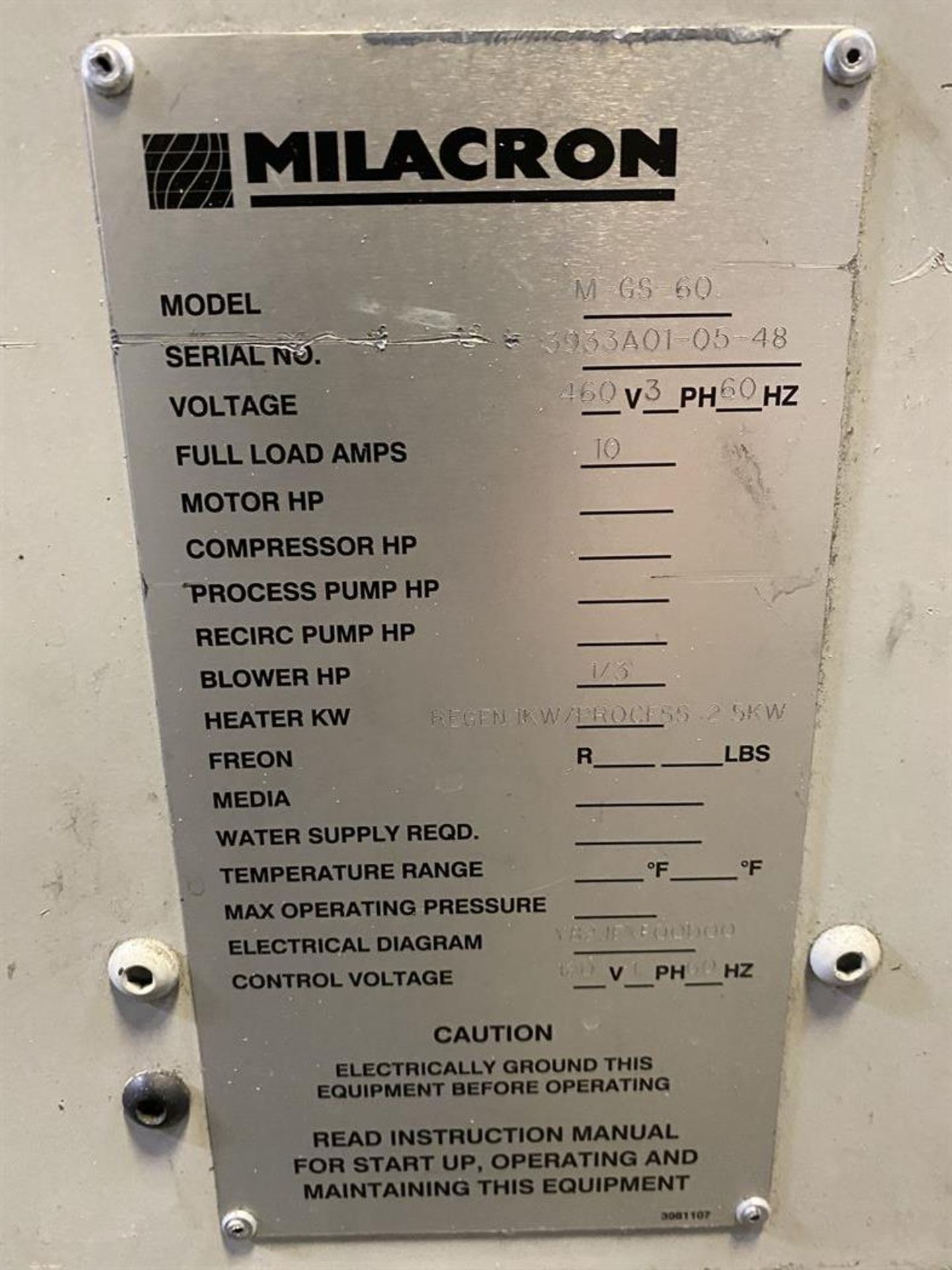 Cincinnati Milacron M-GS-60 Hopper Dryer System, s/n 3933A01-05-48, w/ Vacuum Loader - Image 4 of 6