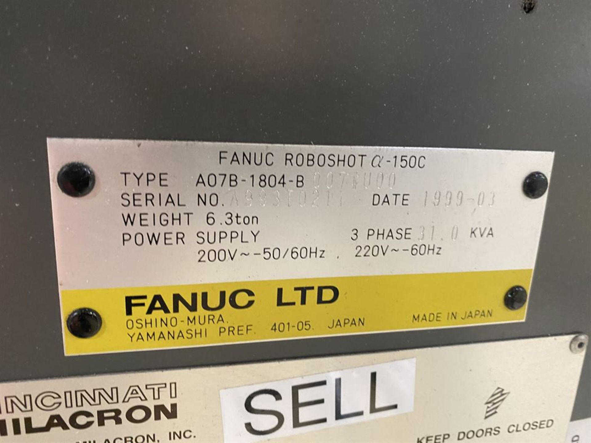 CINCINNATI MILACRON FANUC RoboShot 165R-178 165 Ton Electric Injection Molders, s/n 4067A04/98-65, - Image 12 of 12