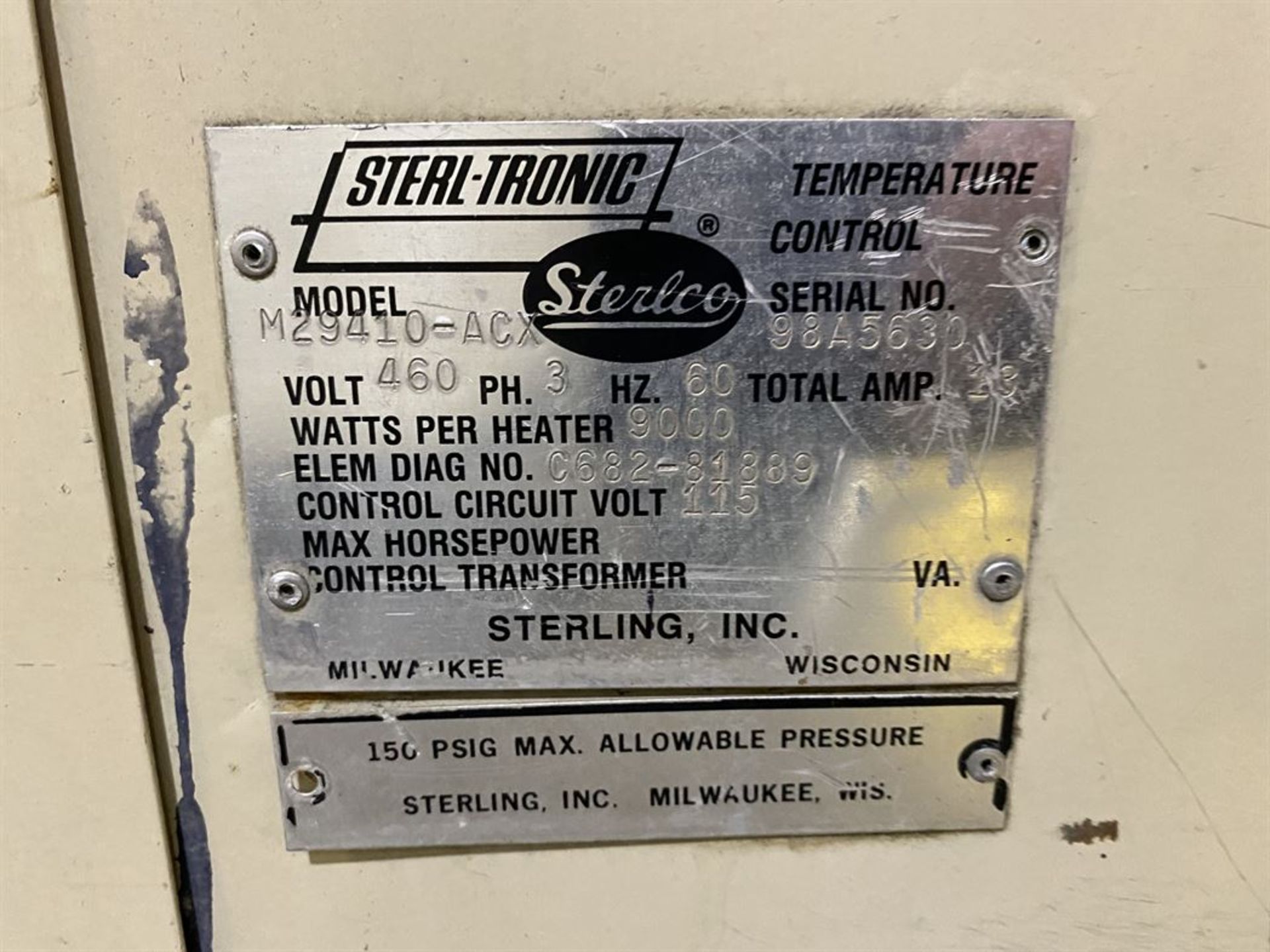 Sterlco M2B9410-ACX Temperature Control, s/n 98A5630 - Image 3 of 3