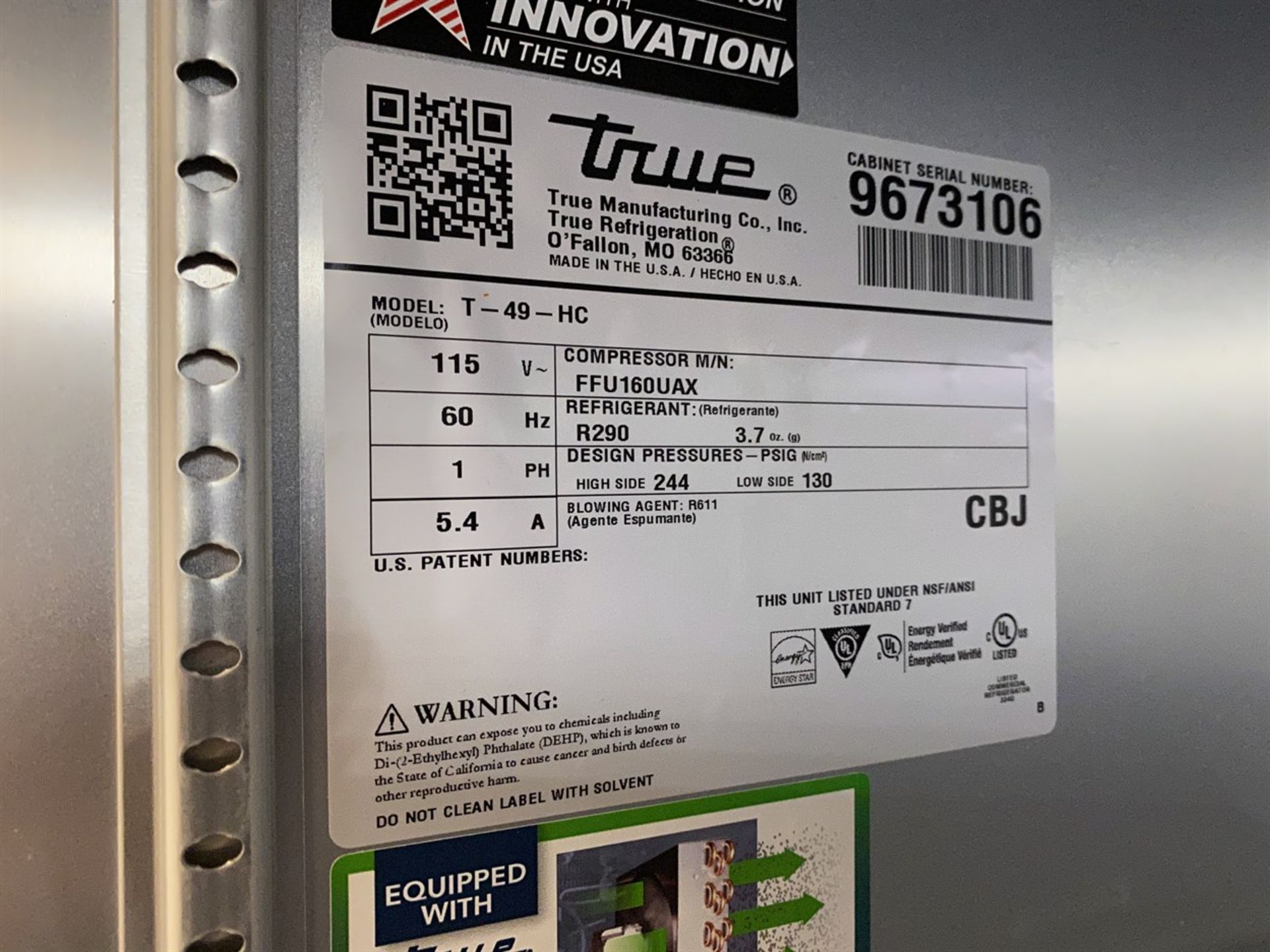 True T-49-HC Refrigerator, s/n 9673106 - Image 3 of 3