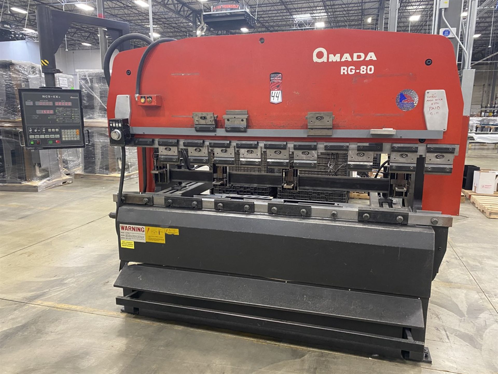 AMADA RG-80 CNC Press Brake, s/n 811057, 88 Ton Capacity, NC-9EXII Control, 94.6” Table Length, 98.