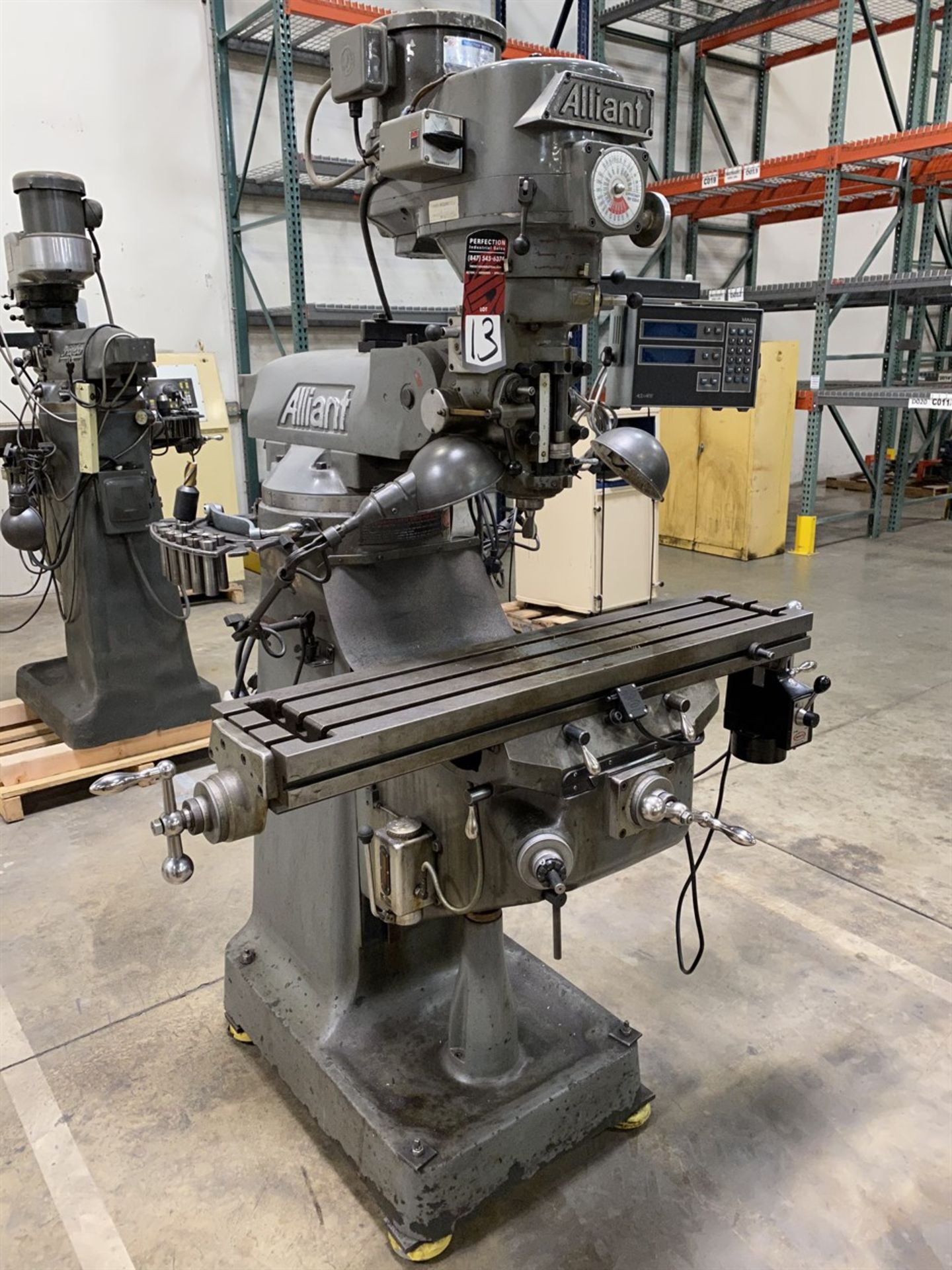 ALLIANT 42-S Milling Machine, s/n 70510975, Acu-Rite Mill Mate 2-Axis DRO