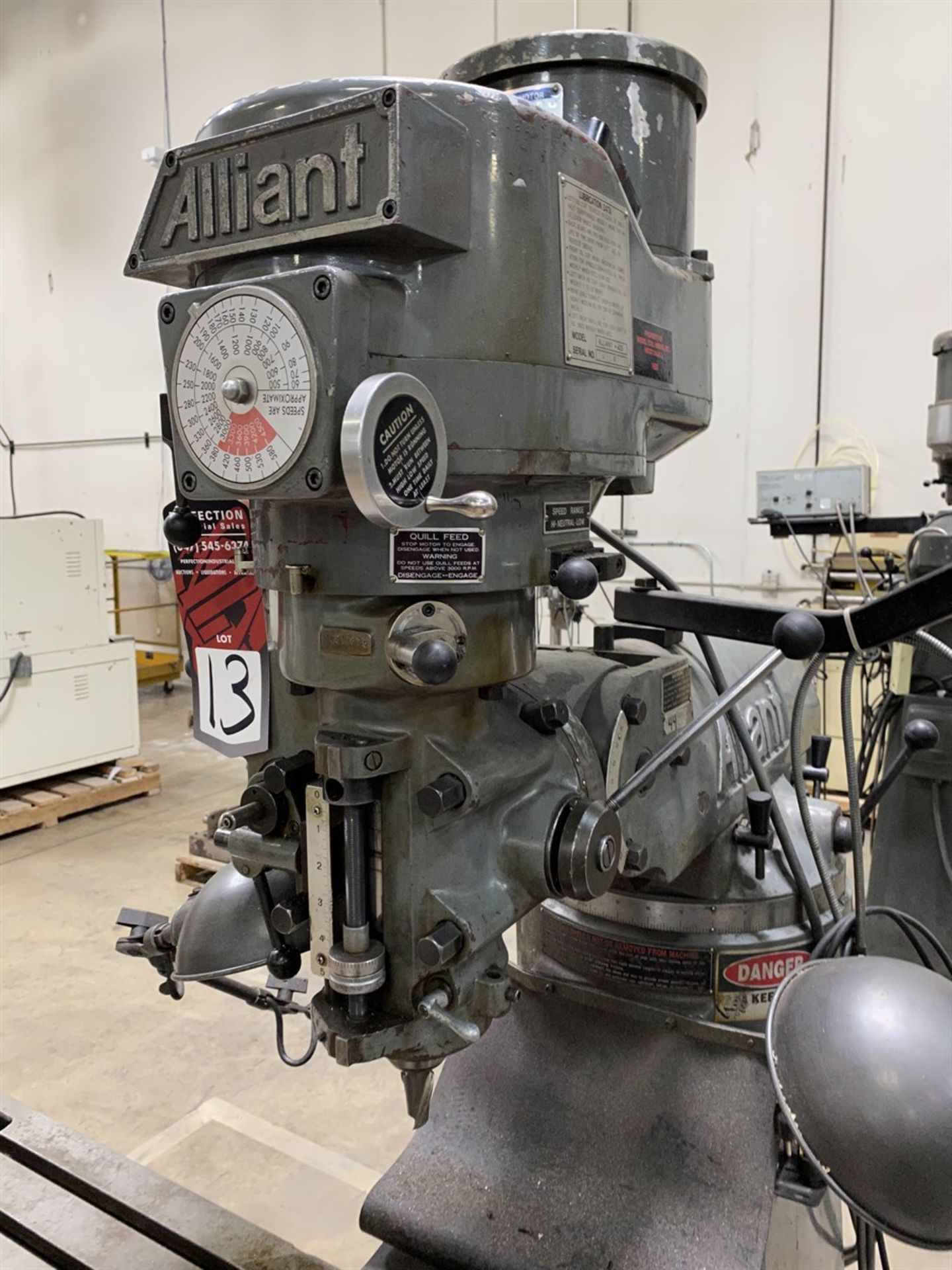 ALLIANT 42-S Milling Machine, s/n 70510975, Acu-Rite Mill Mate 2-Axis DRO - Image 4 of 5