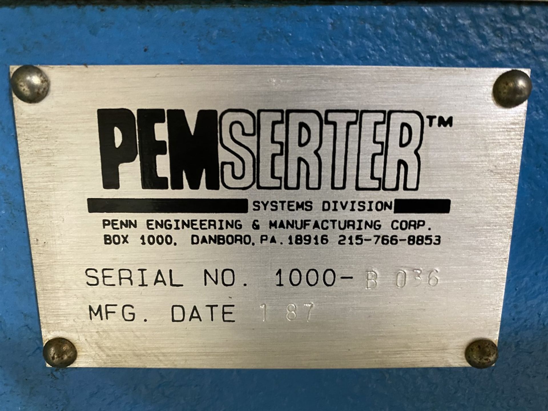 PEMSERTER PS-1000 Insertion Press, s/n 100-B036, 8 Ton, 600-16,000 Lbs. Ram Force, 20” Throat - Image 6 of 6