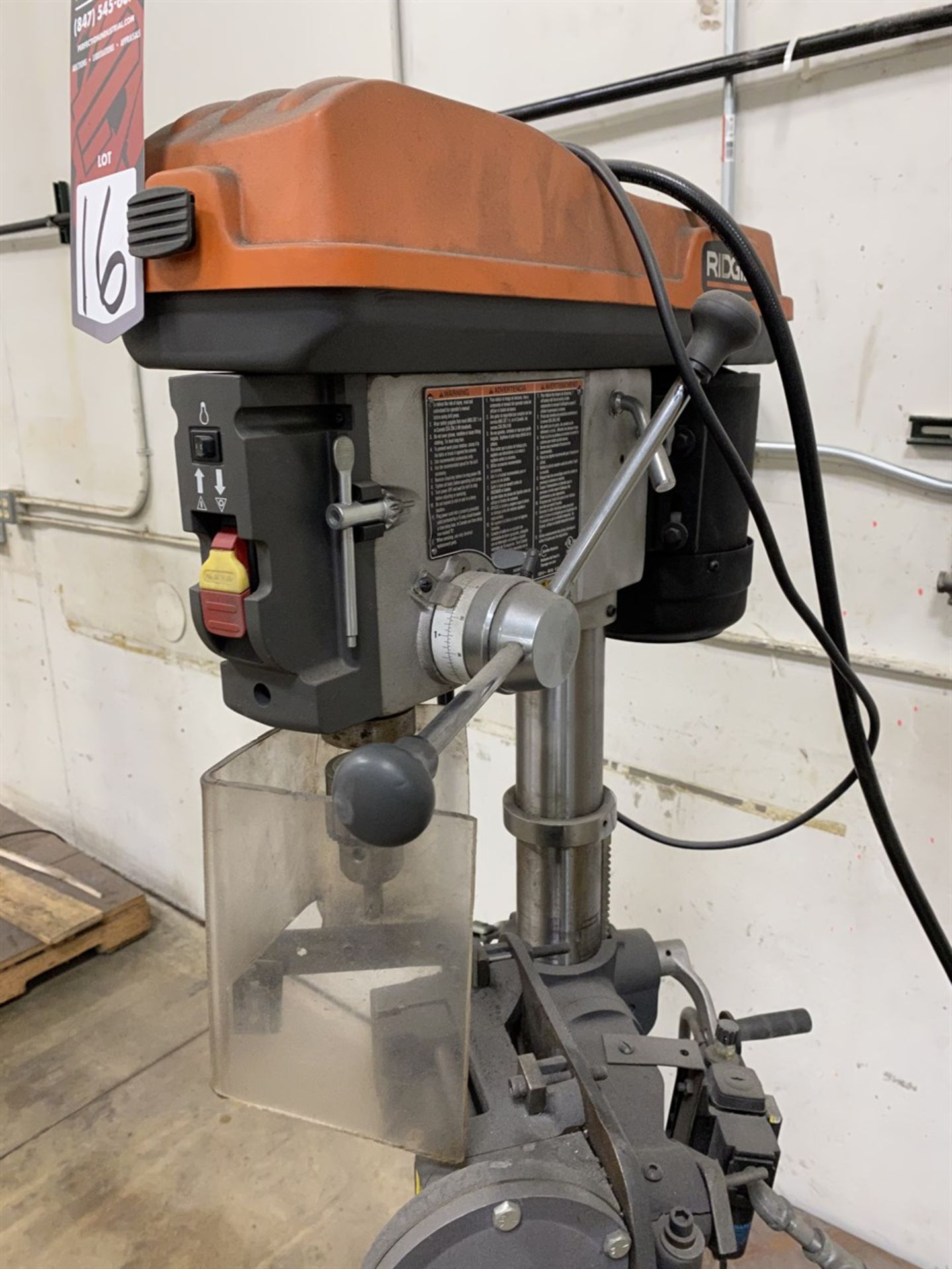 RIDGID DP15501 Drill Press, s/n AM052443797, w/ Heinrich Pneumatic Vise - Image 3 of 4