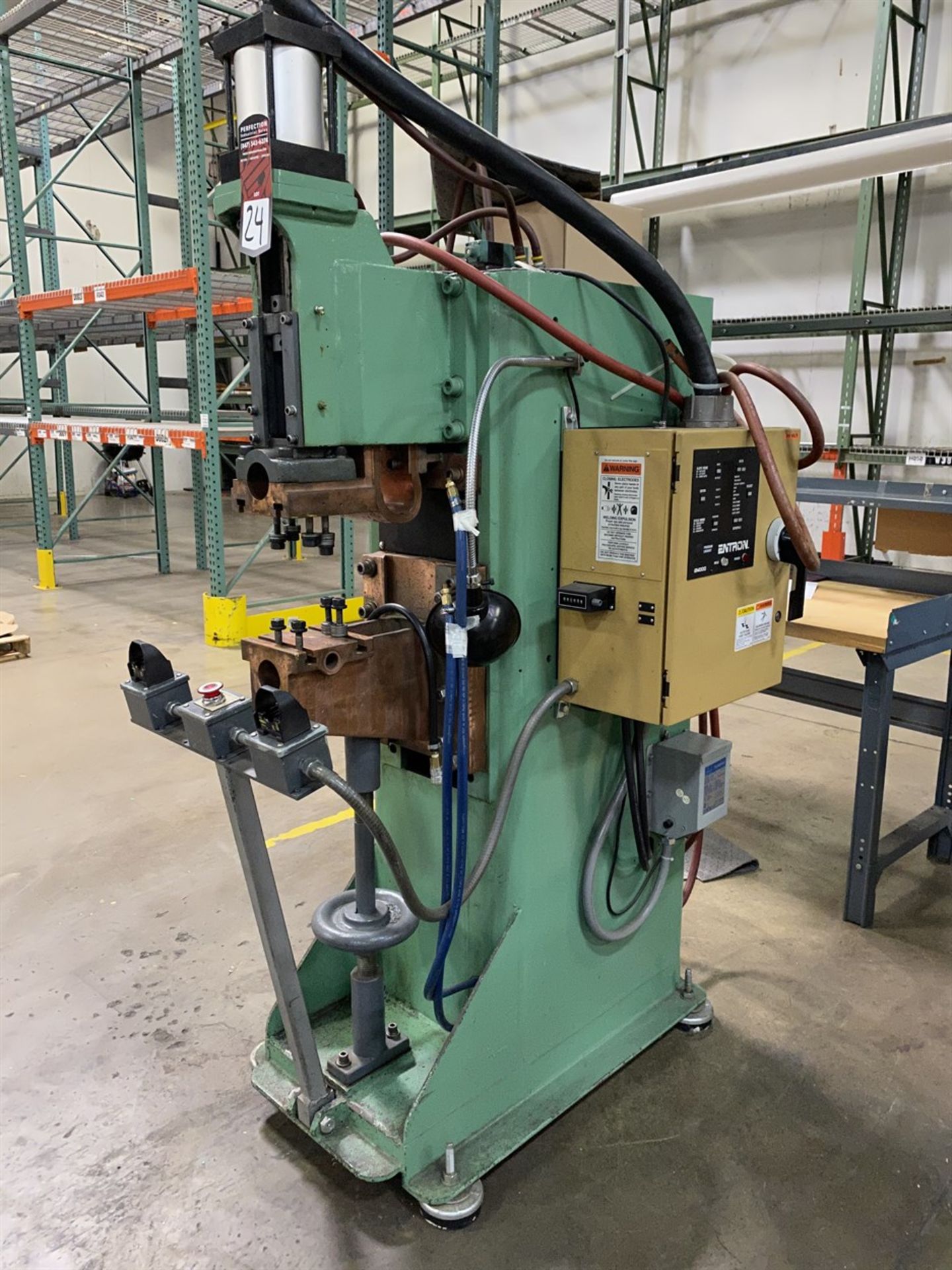 SWIFT P50-1-50-12P Spot Welder, s/n 5558, 50 KVA, 12” Throat, Entron EN1000 Weld Control