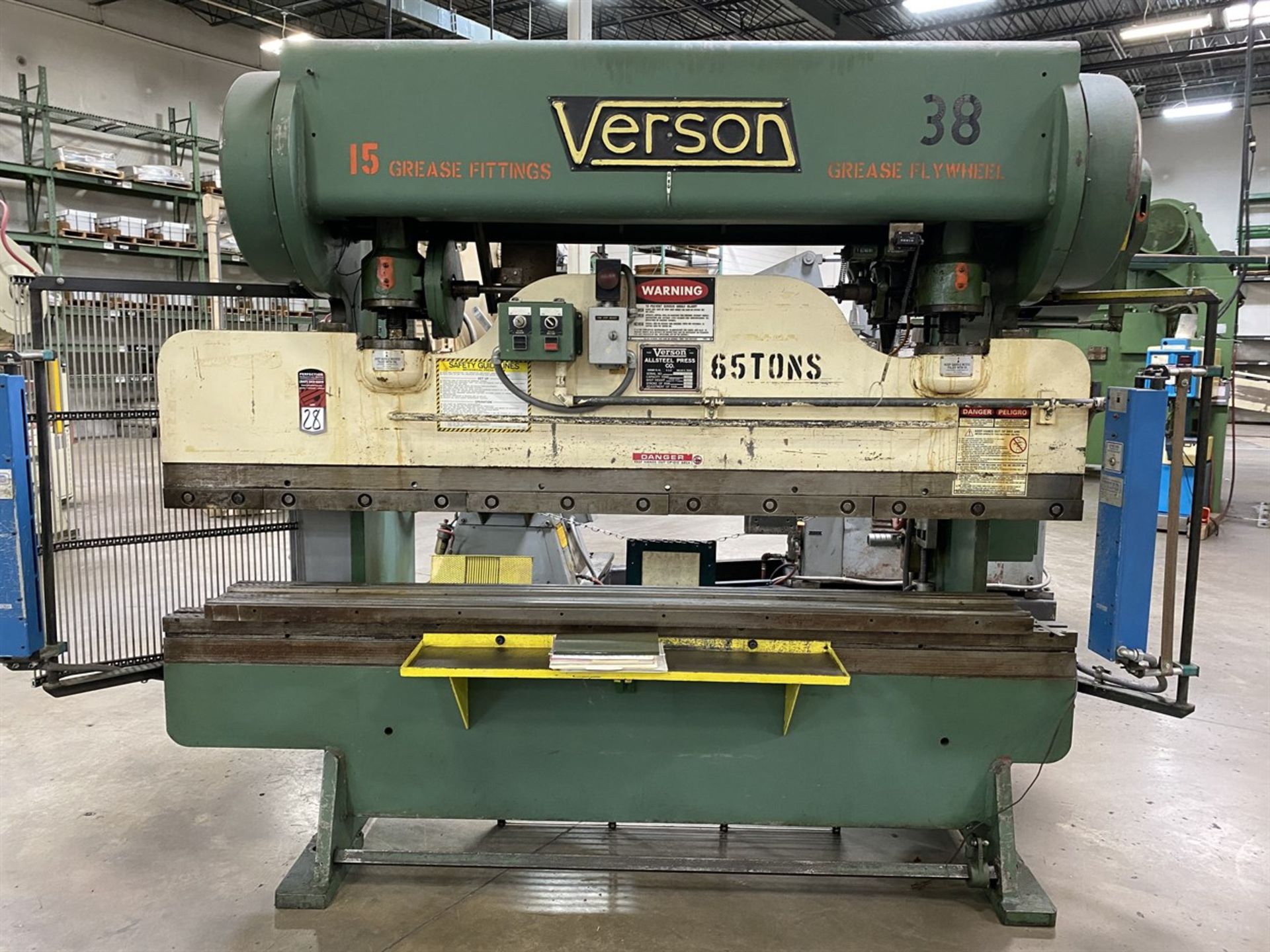 VERSON 65 Ton Press Brake, s/n 27163.206.65, 12” Shut Height, 5” Stroke, 3” Adj, 108”OA, 78” Between - Image 2 of 5