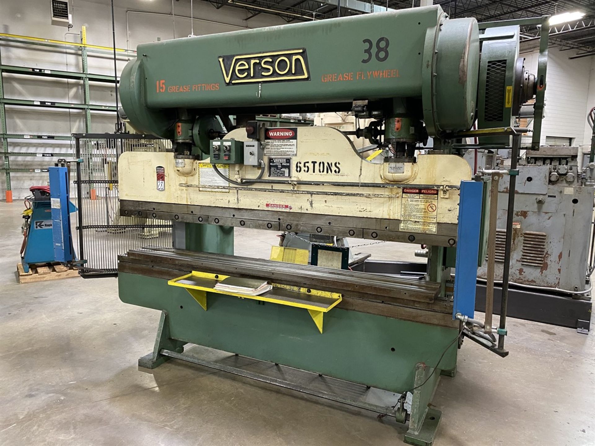 VERSON 65 Ton Press Brake, s/n 27163.206.65, 12” Shut Height, 5” Stroke, 3” Adj, 108”OA, 78” Between