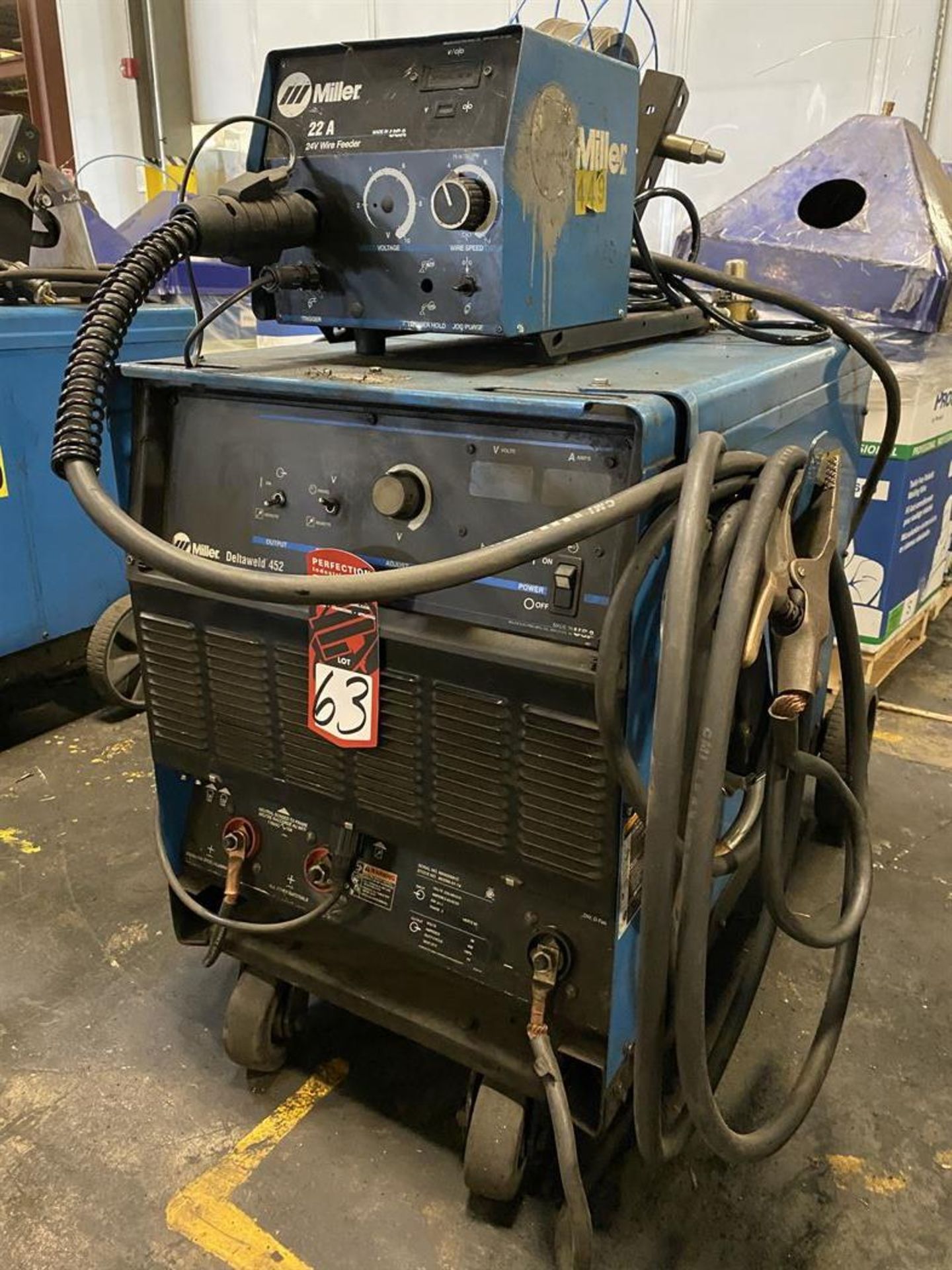 Miller Deltaweld 452 Welding Power Source, s/n MA020591C, w/ Miller 22A Series Wire Feed