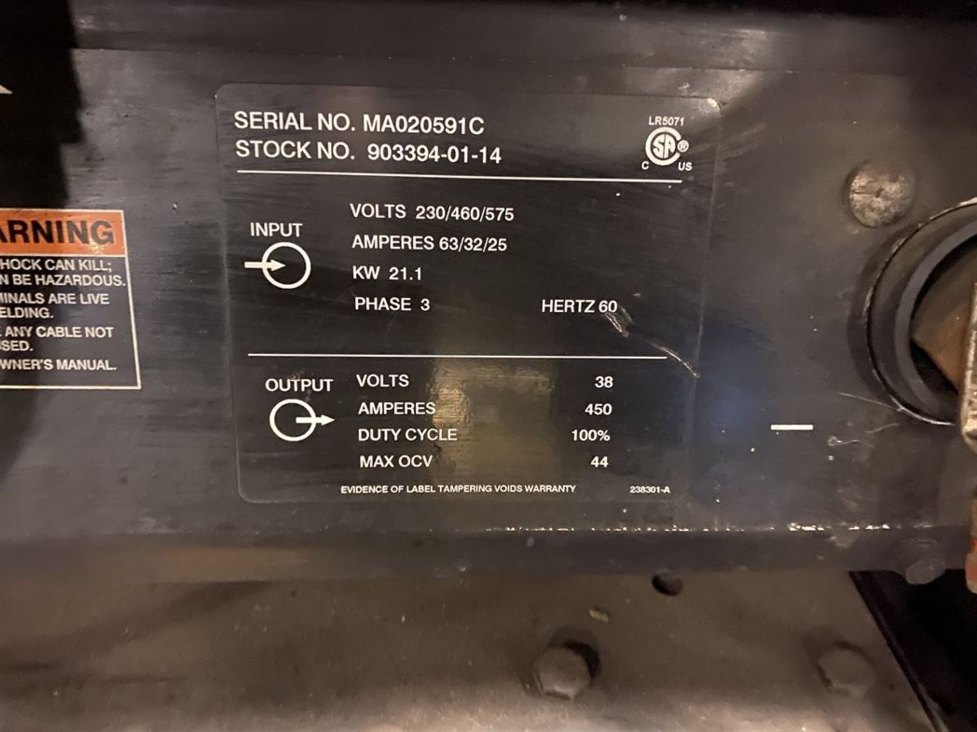 Miller Deltaweld 452 Welding Power Source, s/n MA020591C, w/ Miller 22A Series Wire Feed - Image 3 of 3