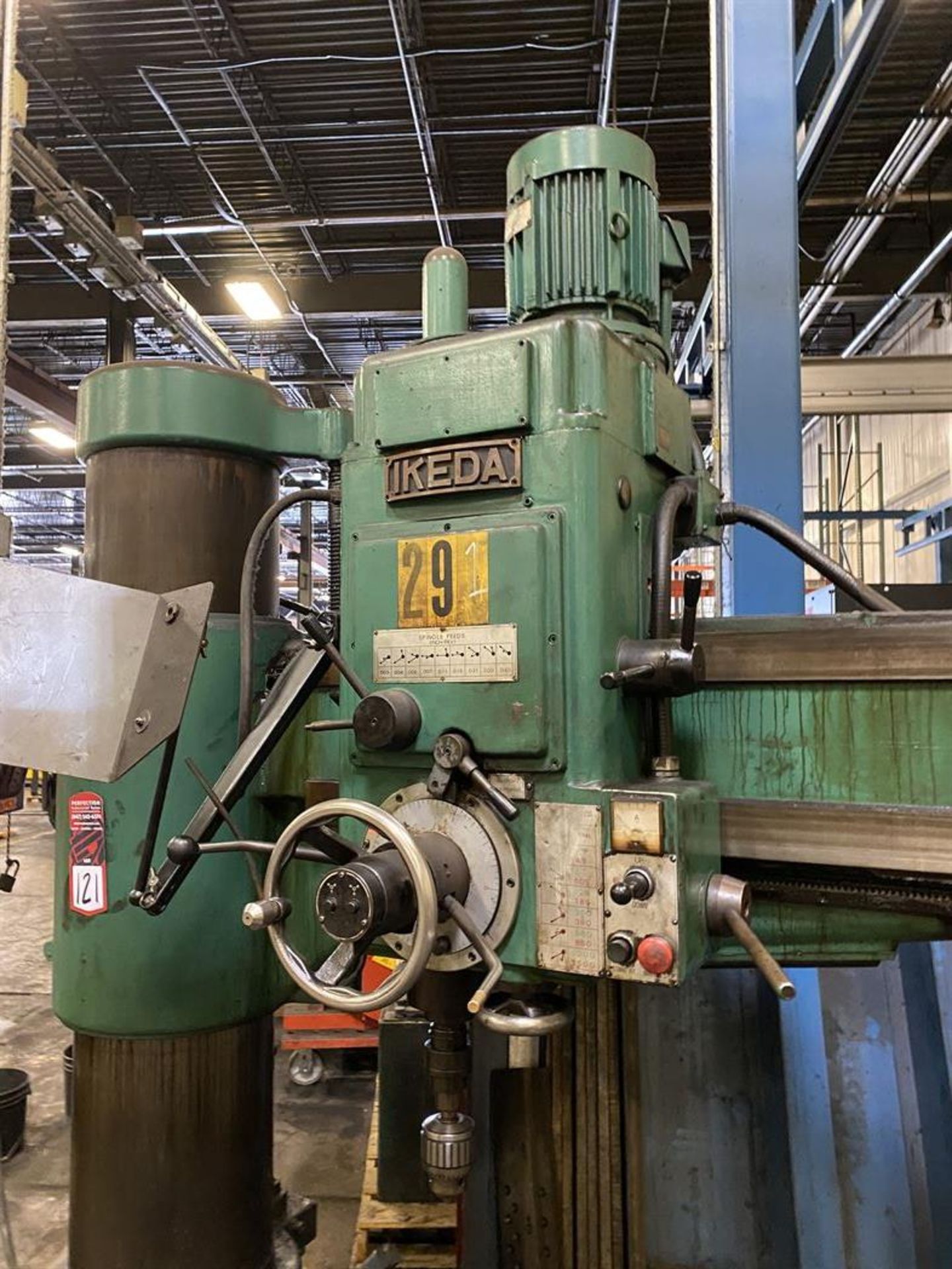 IKEDA RM-1575 Radial Arm Drill, s/n 81480, 5’ Arm, 13” Column, 1500 RPM Max Spindle Speed, 27” x 16” - Image 4 of 6